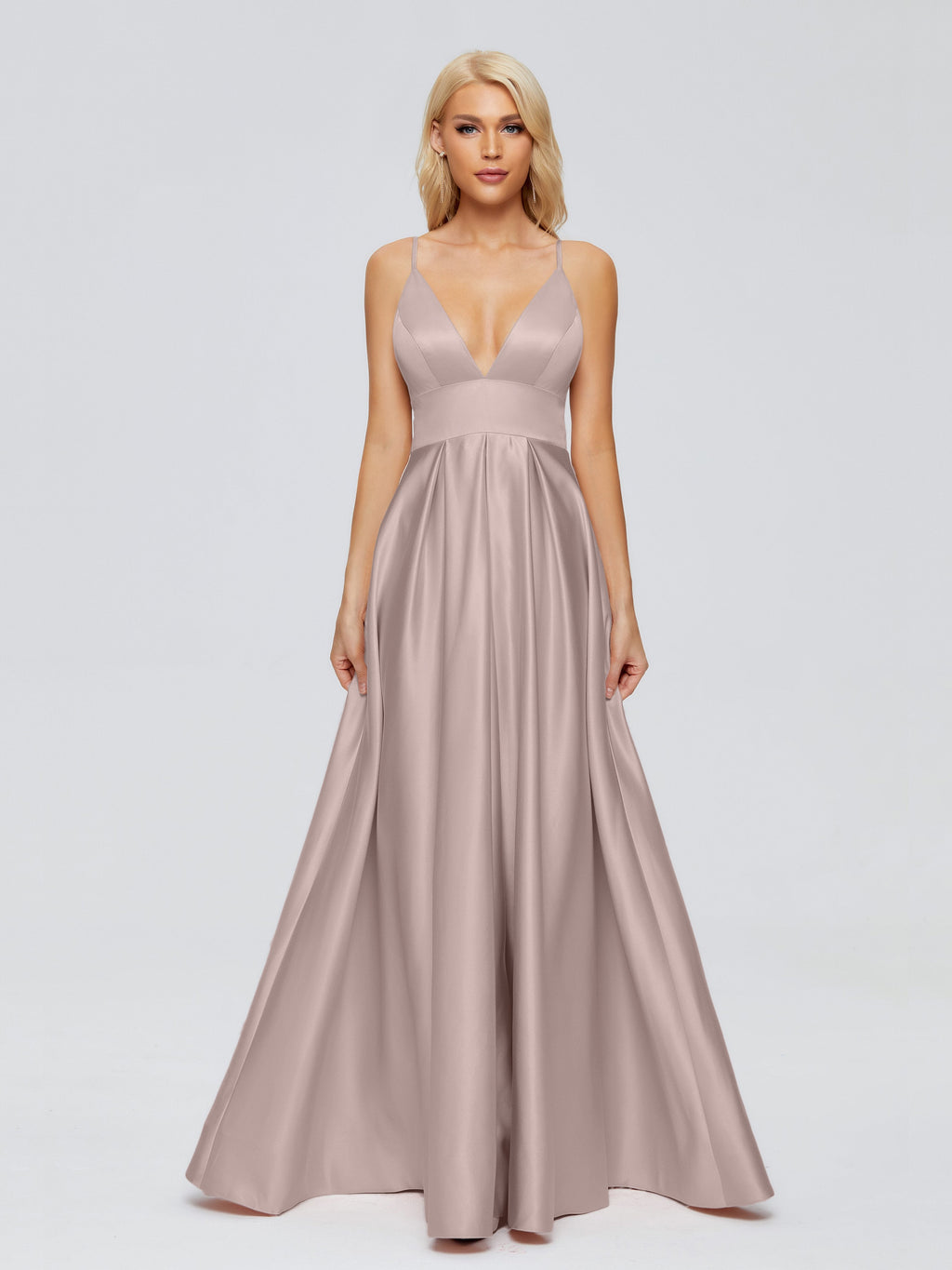 Faith Spaghetti Straps Satin Bridesmaid Dress