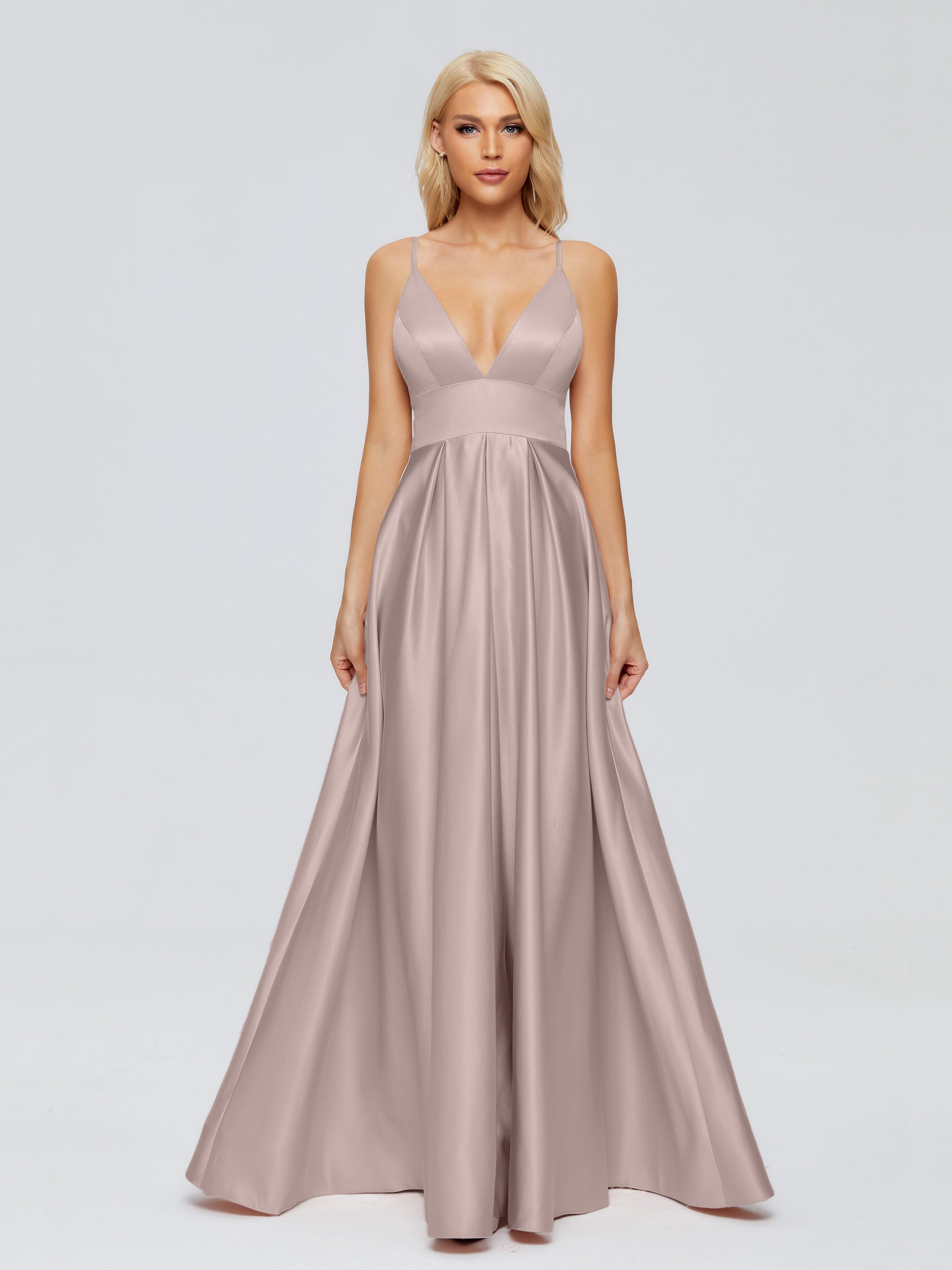 Faith Spaghetti Straps Satin Bridesmaid Dress