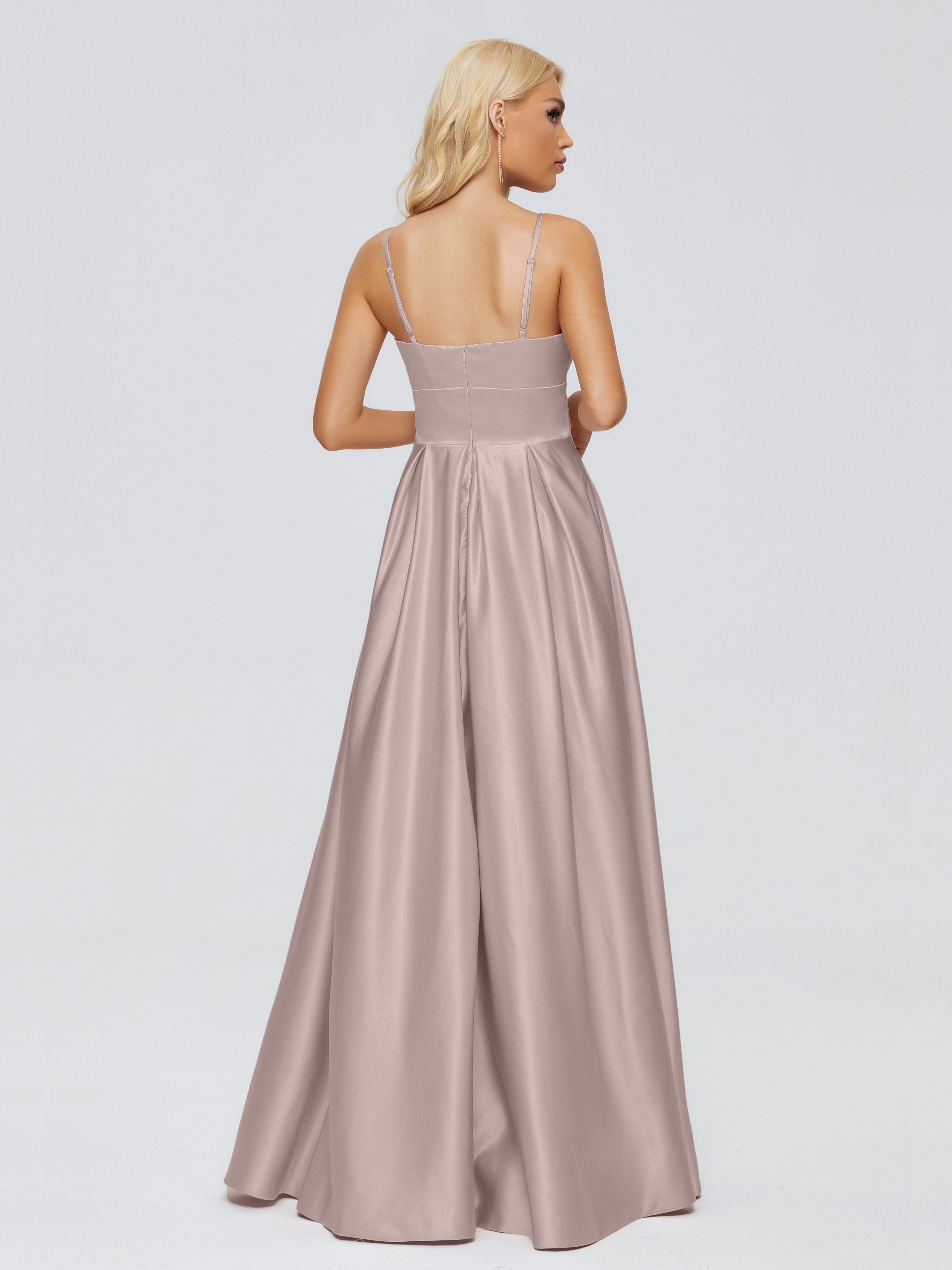 Faith Spaghetti Straps Satin Bridesmaid Dress