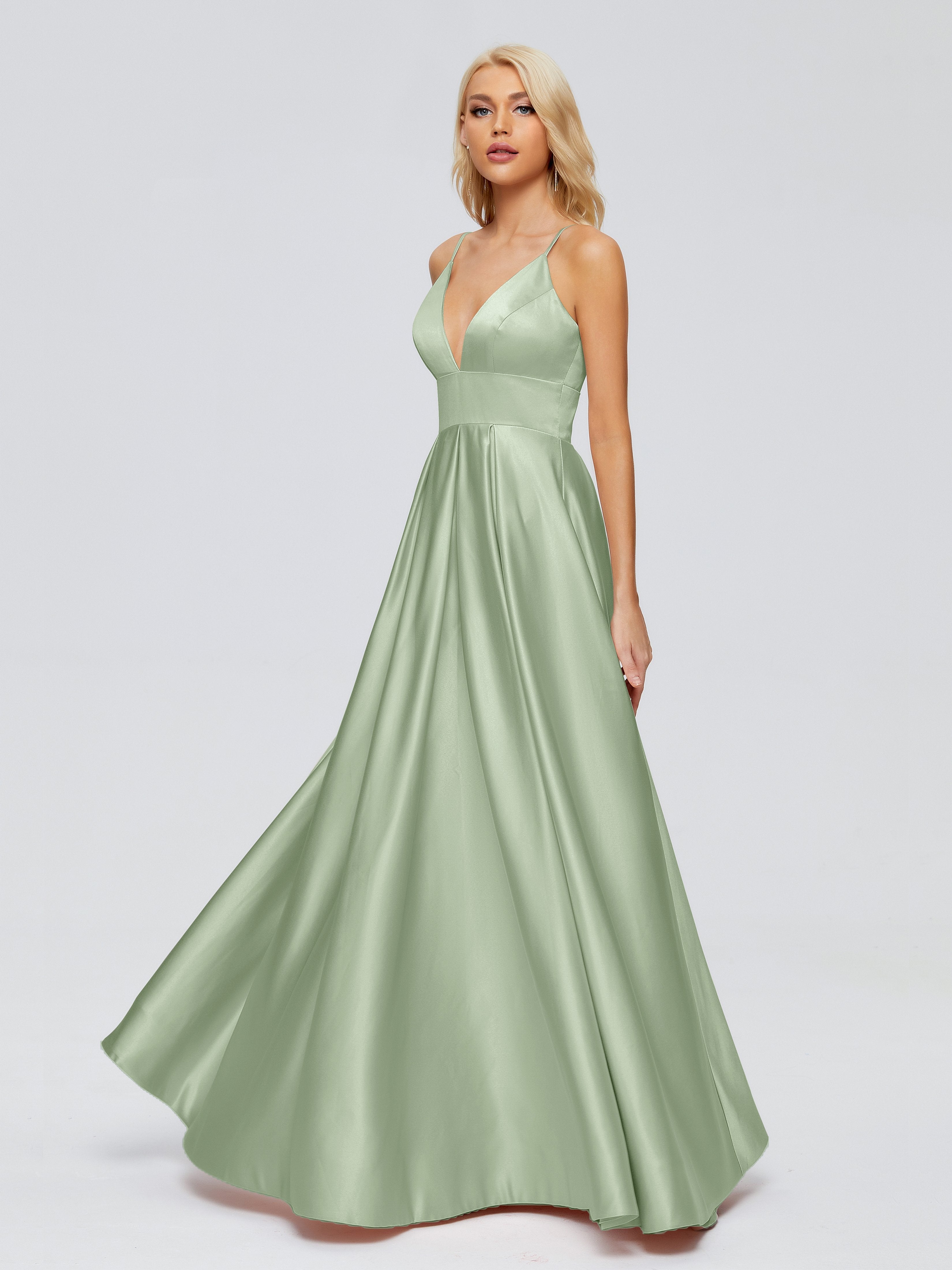 Faith Spaghetti Straps Satin Bridesmaid Dress