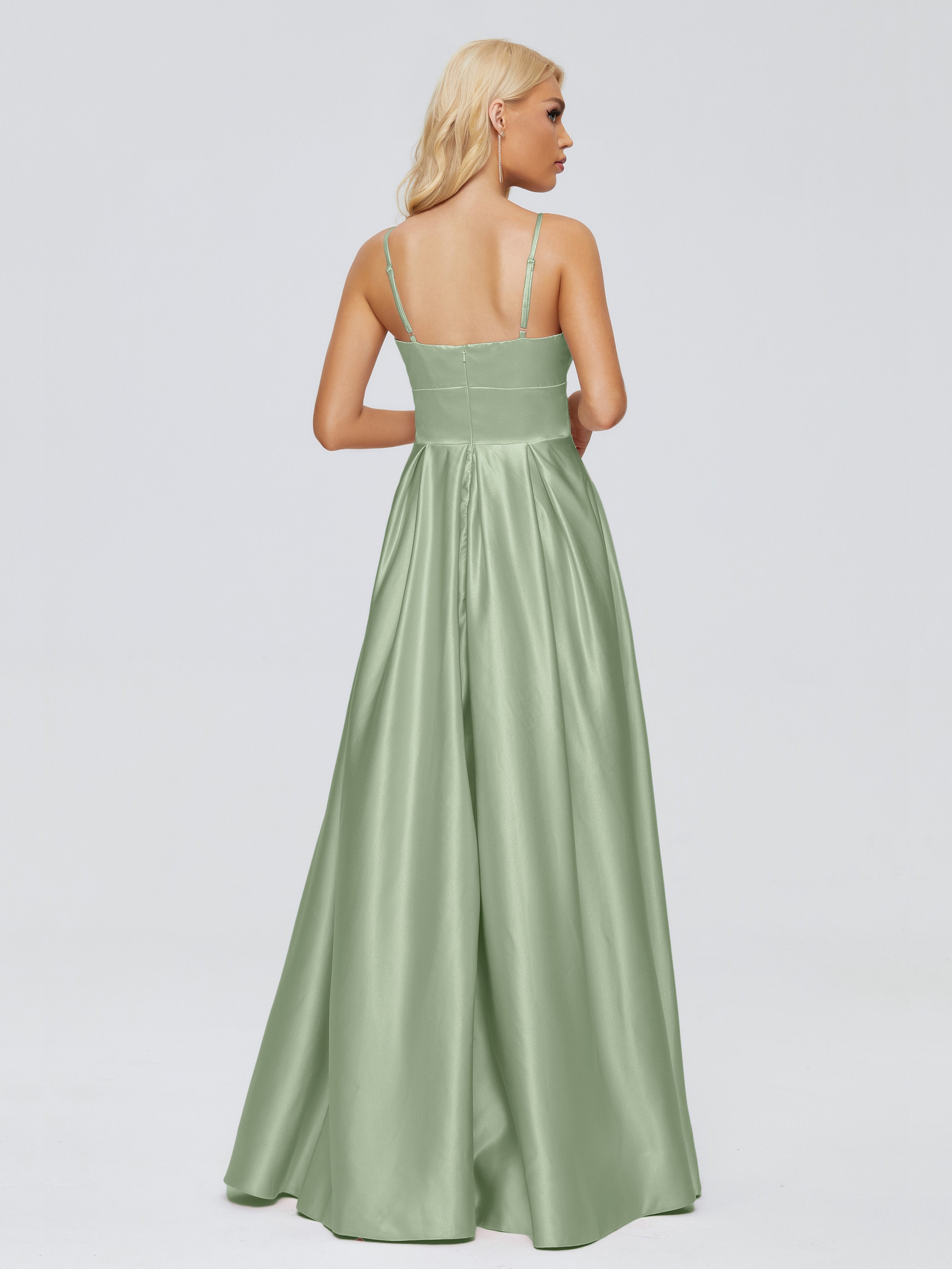 Faith Spaghetti Straps Satin Bridesmaid Dress