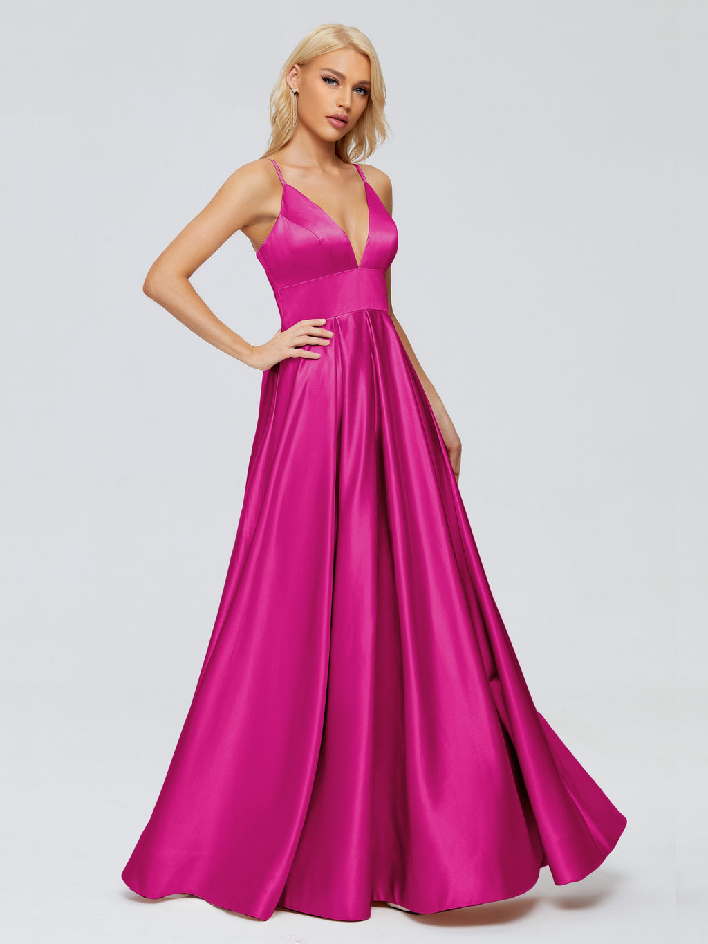 Faith Spaghetti Straps Satin Bridesmaid Dress