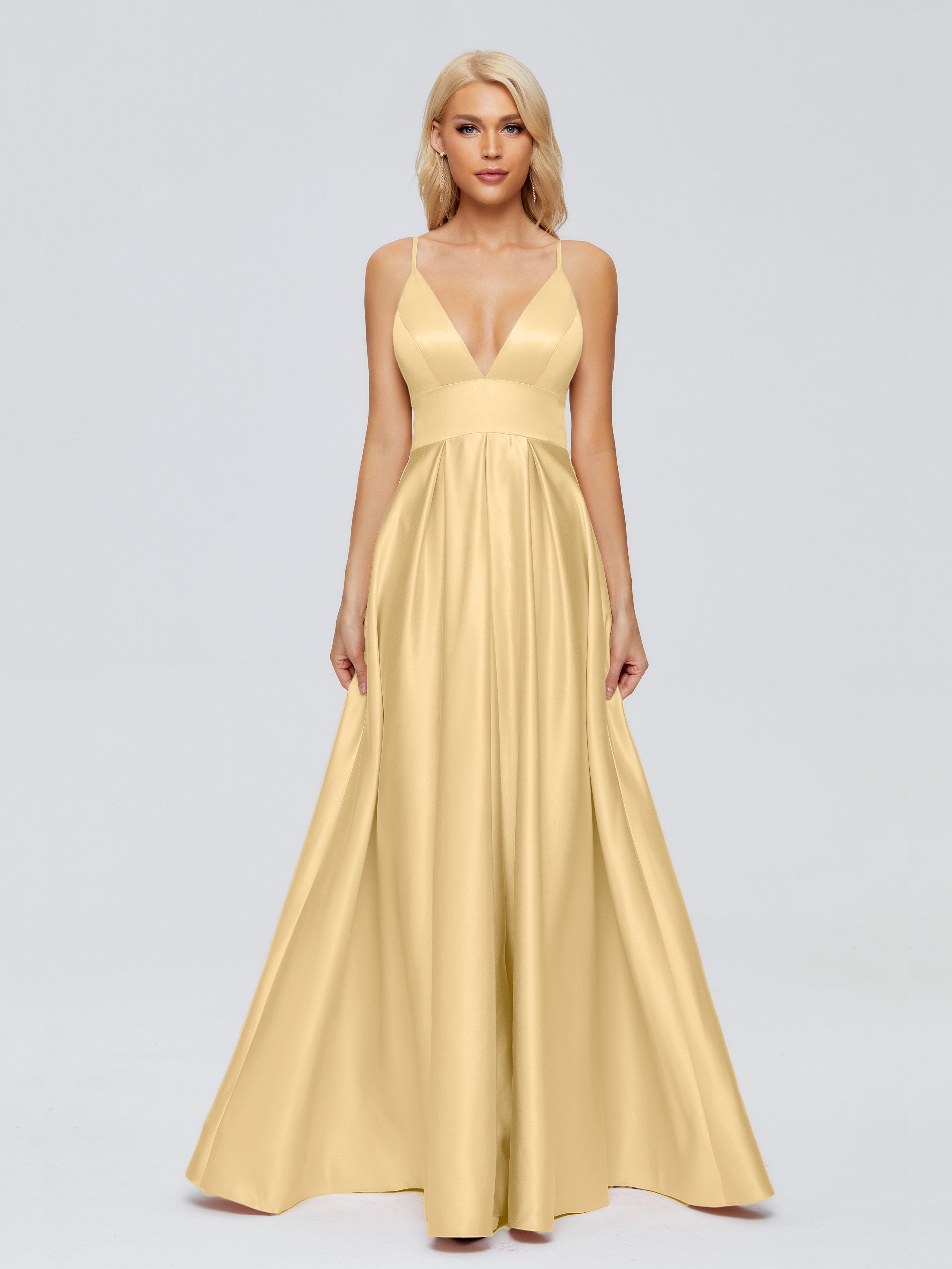 Faith Spaghetti Straps Satin Bridesmaid Dress