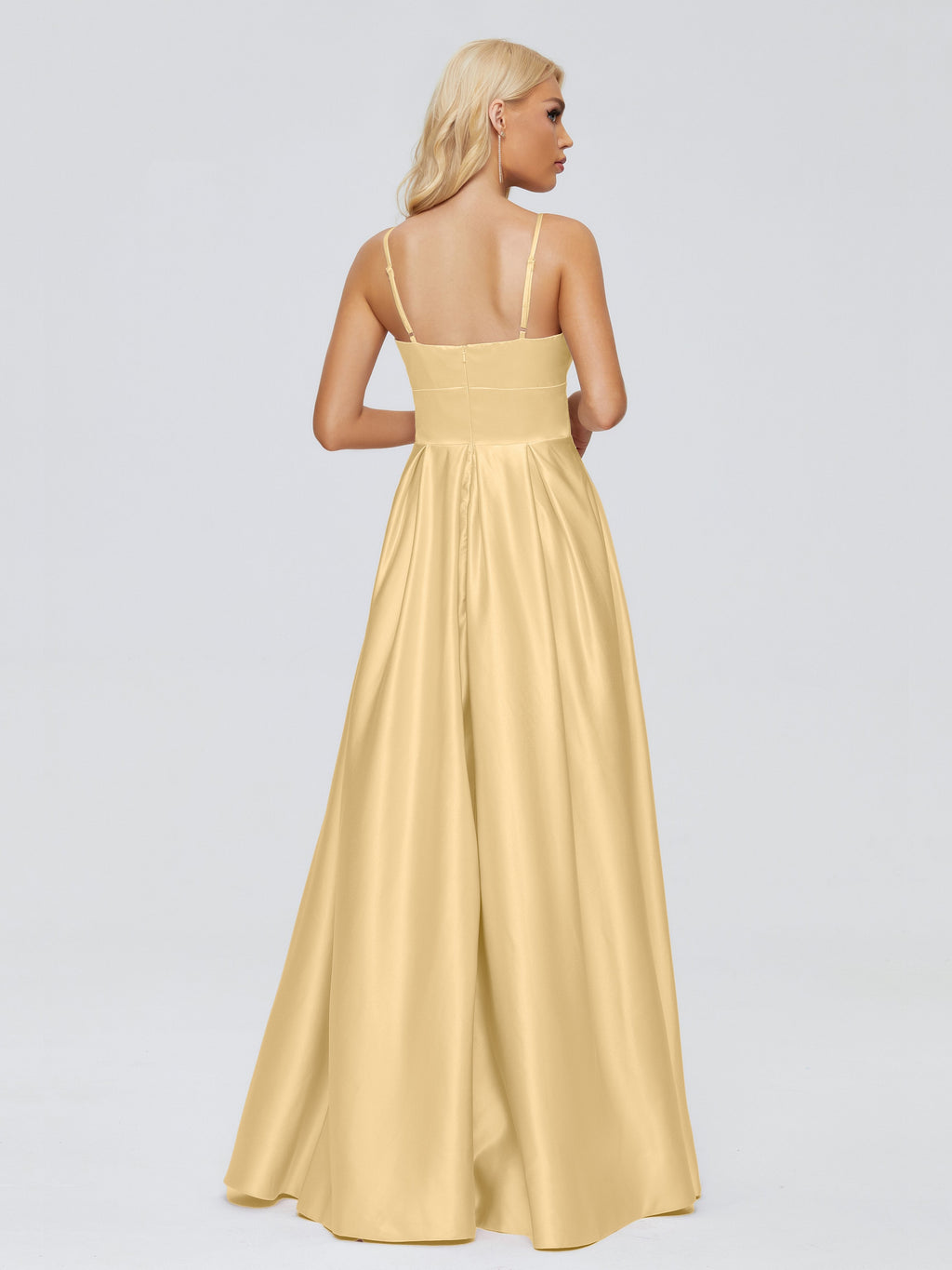 Faith Spaghetti Straps Satin Bridesmaid Dress
