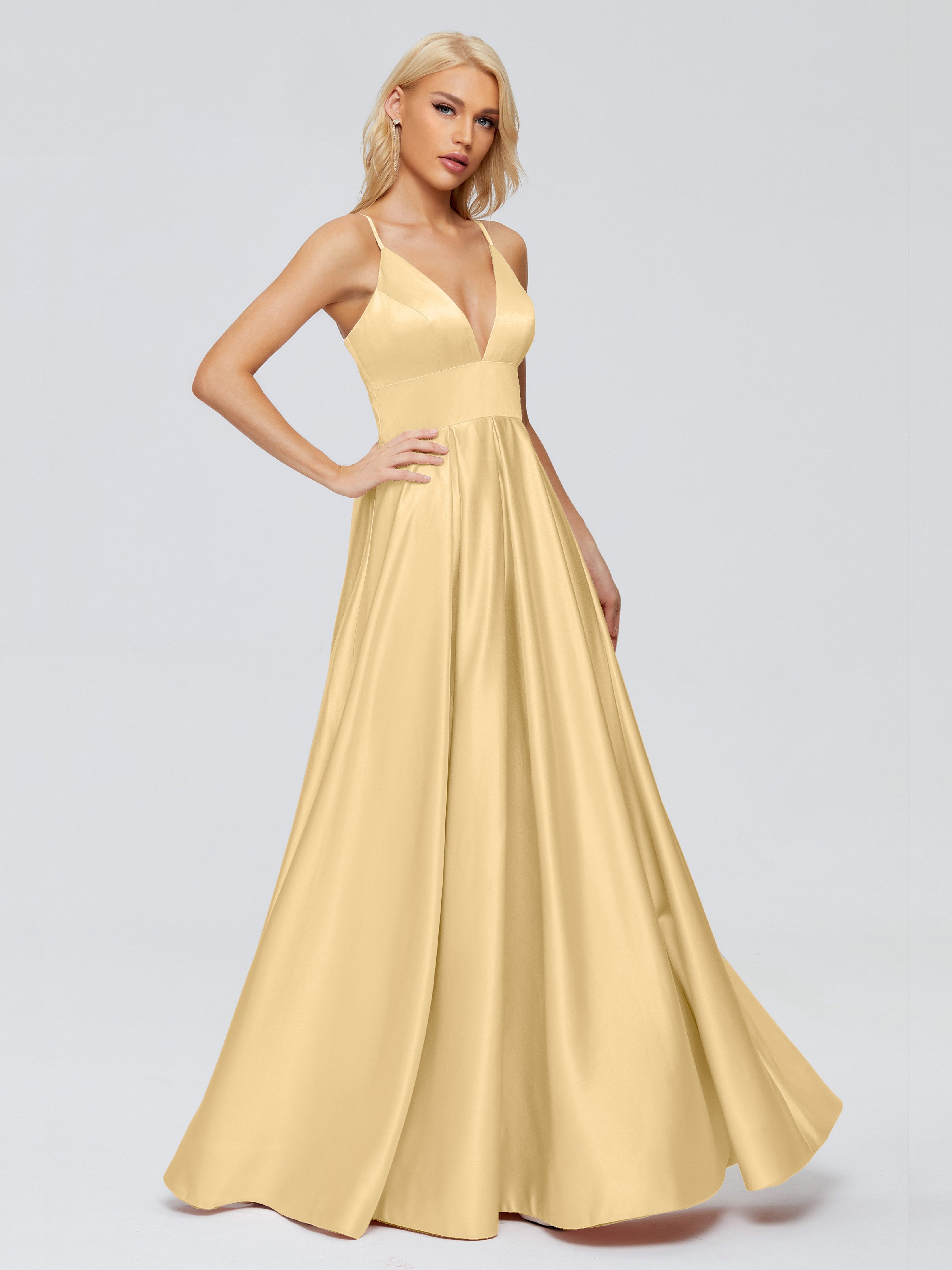 Faith Spaghetti Straps Satin Bridesmaid Dress