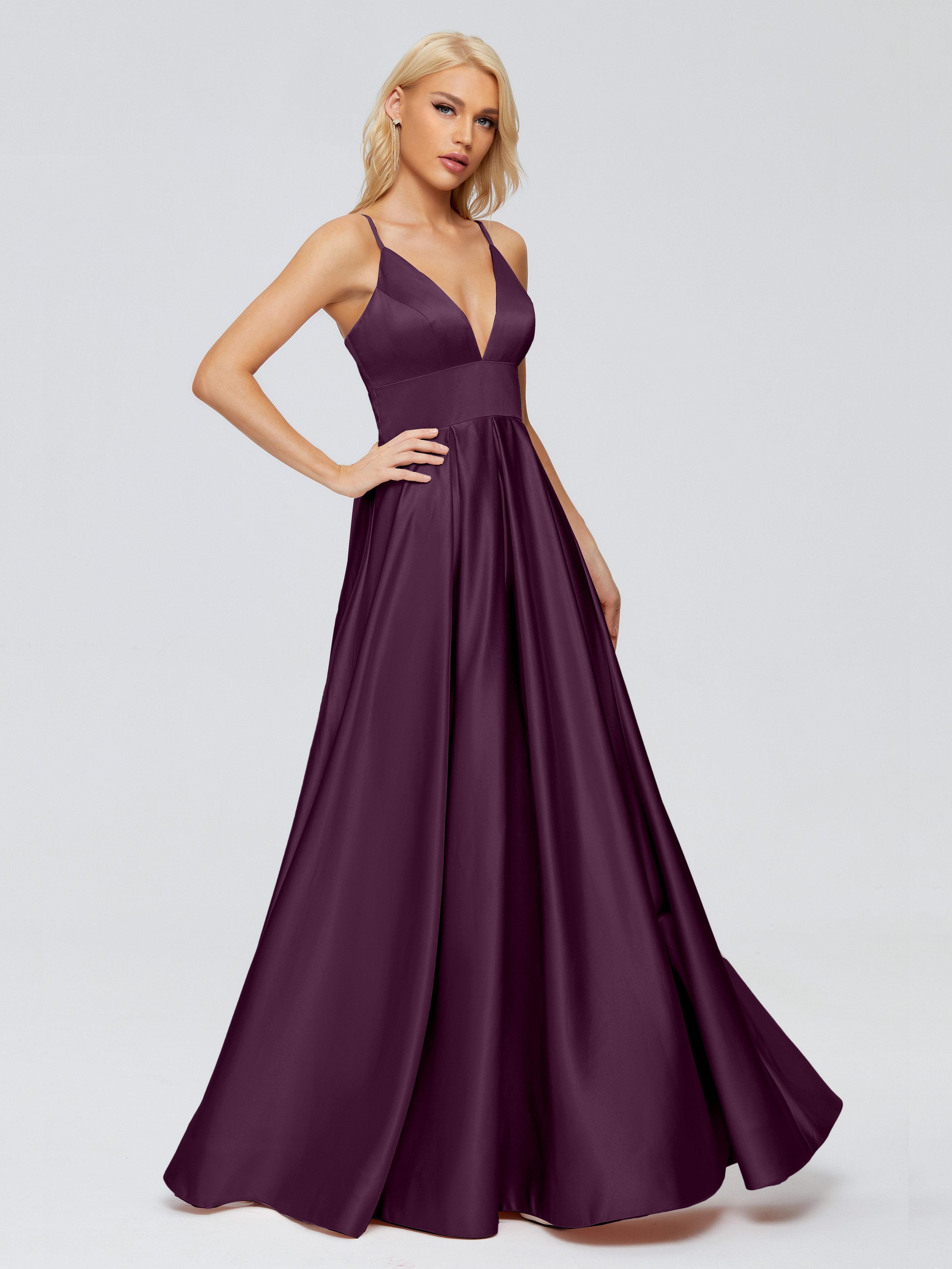 Faith Spaghetti Straps Satin Bridesmaid Dress