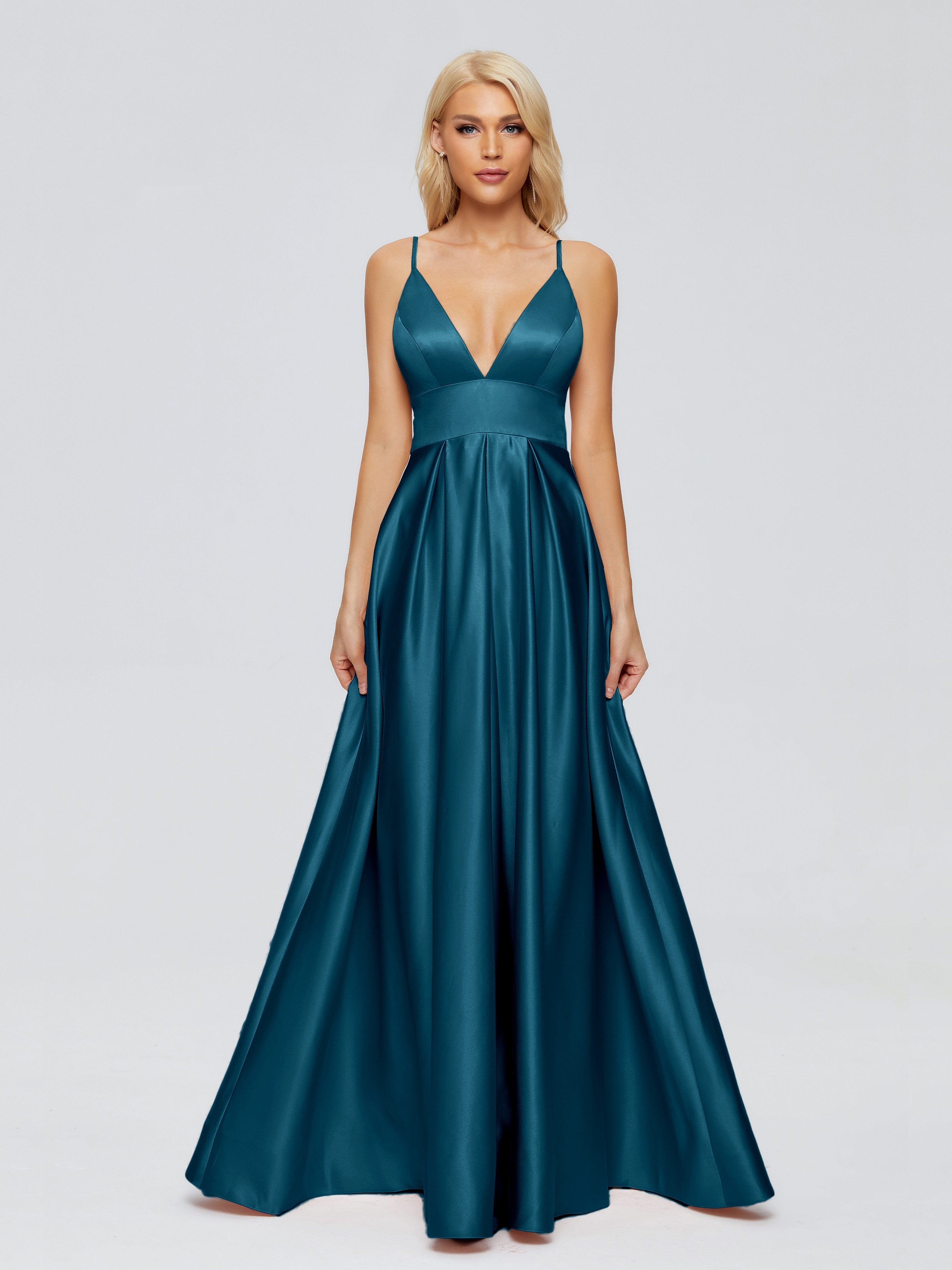 Faith Spaghetti Straps Satin Bridesmaid Dress