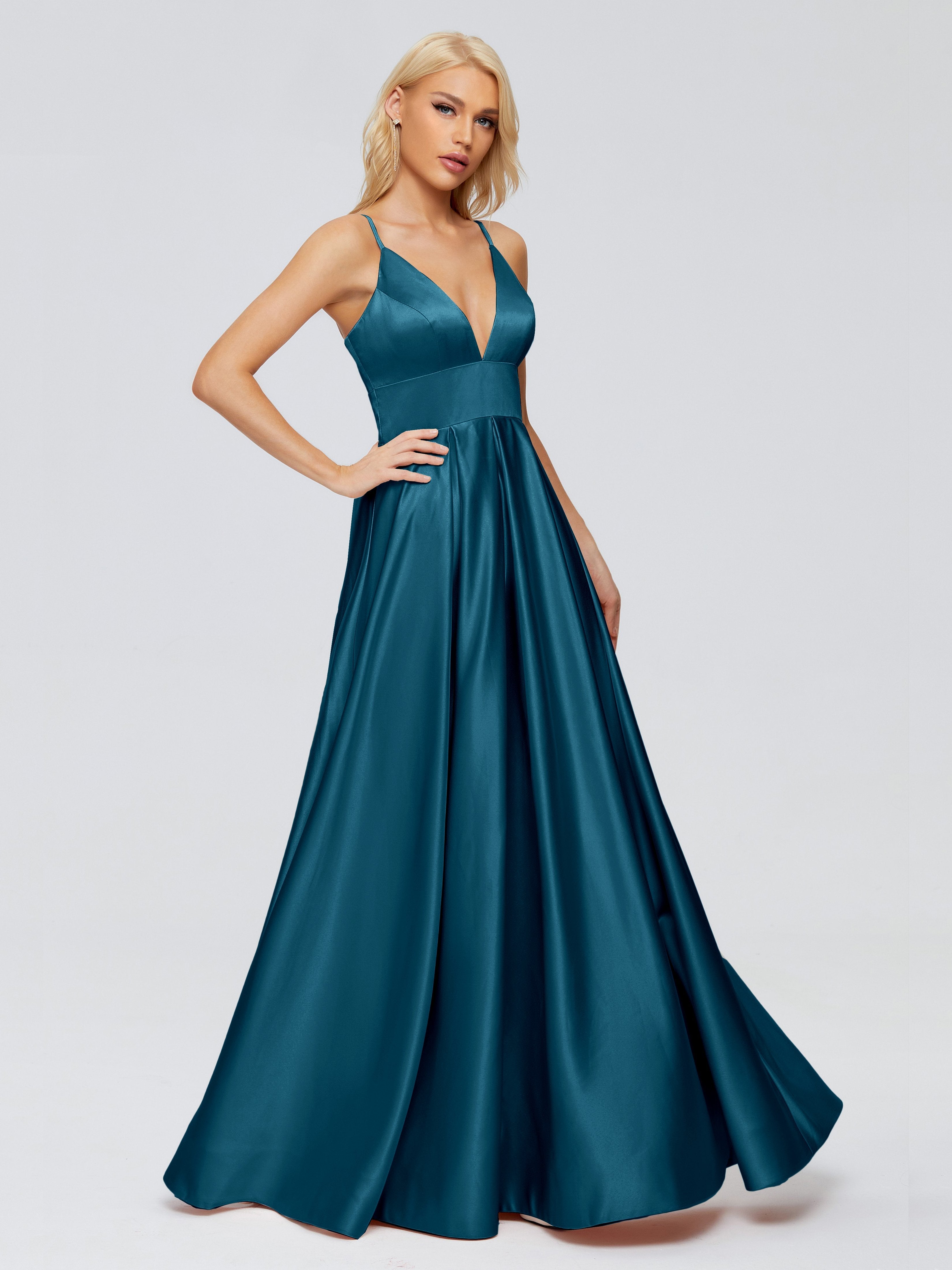Faith Spaghetti Straps Satin Bridesmaid Dress