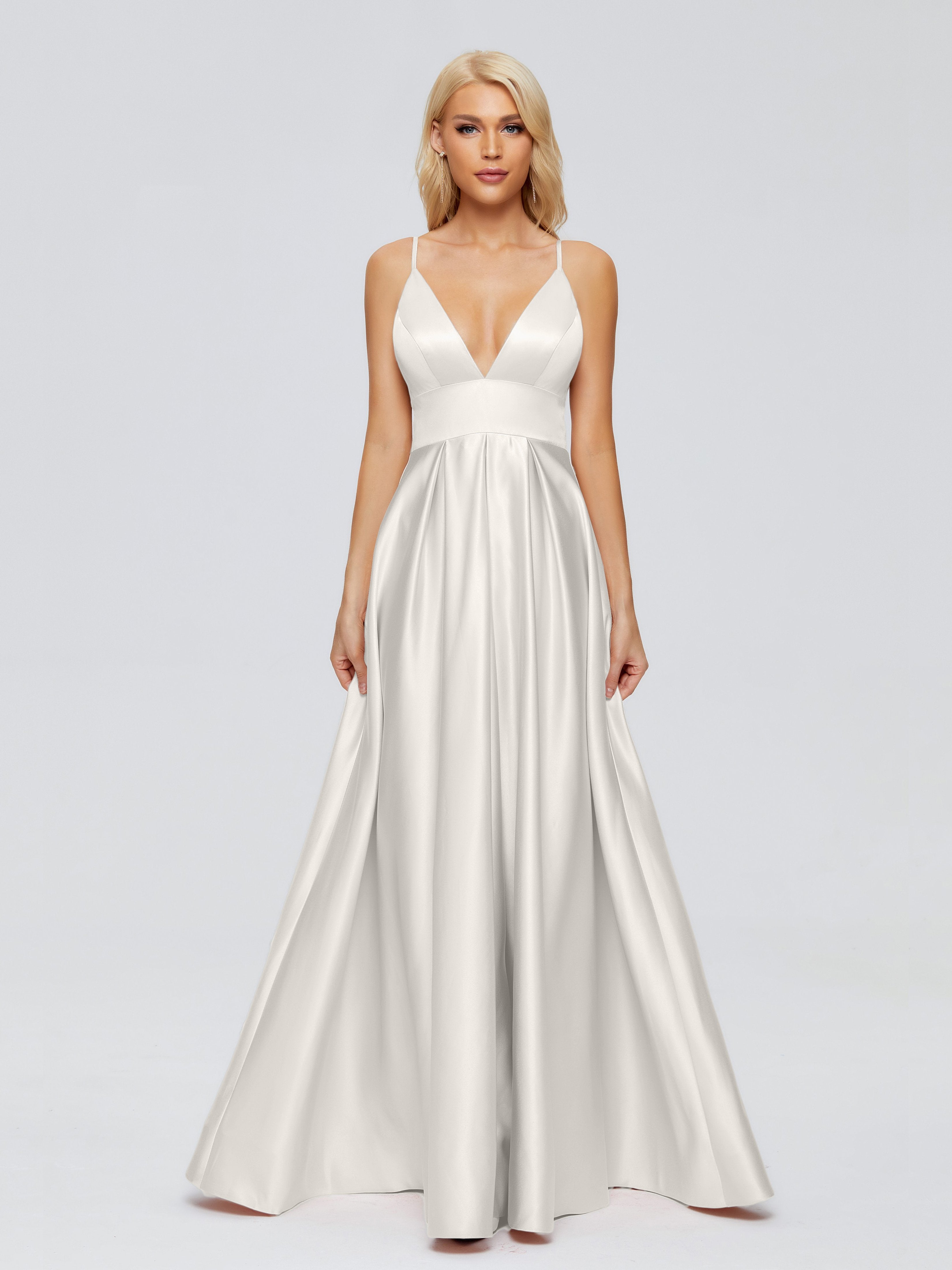 Faith Spaghetti Straps Satin Bridesmaid Dress