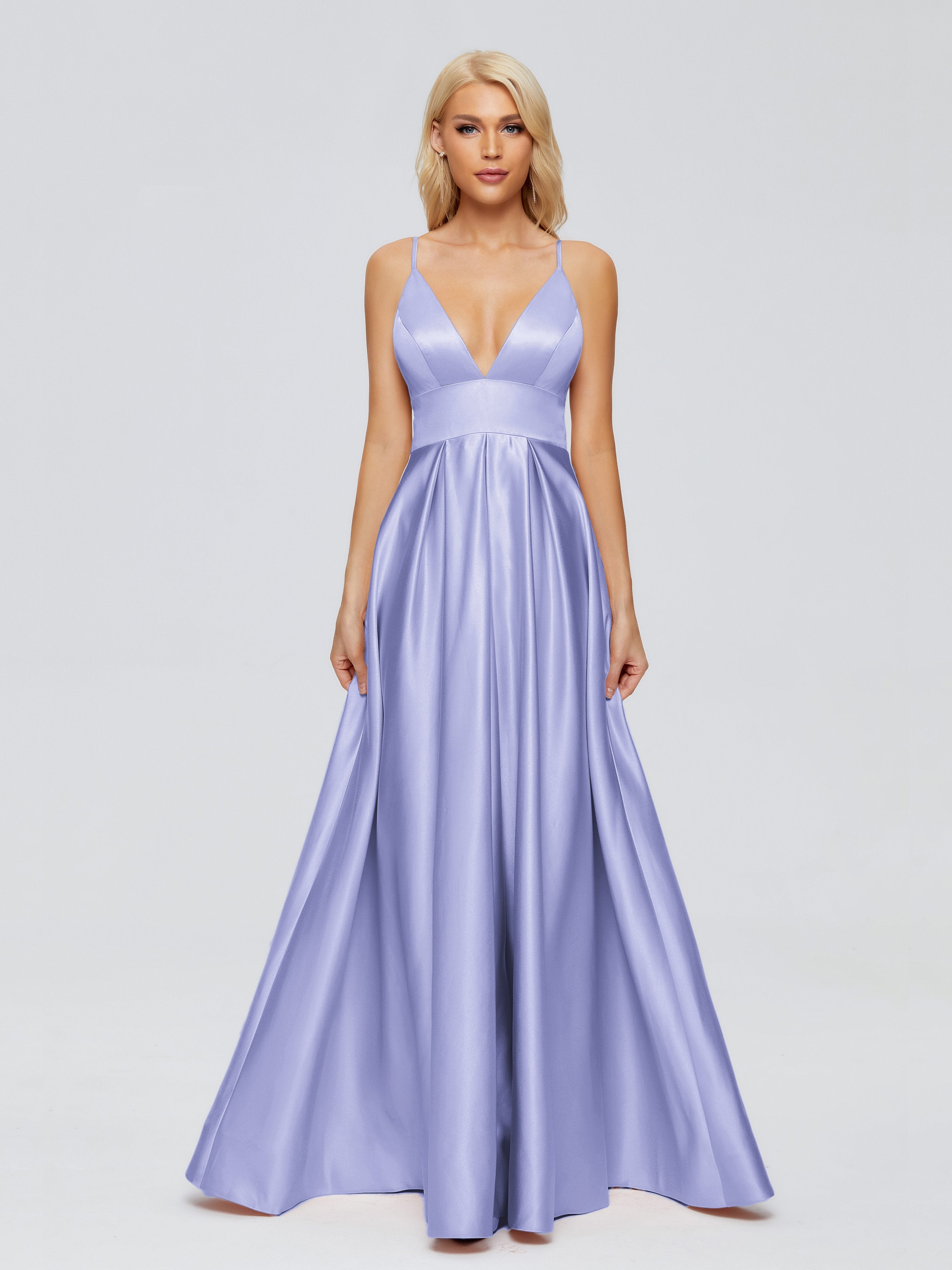 Faith Spaghetti Straps Satin Bridesmaid Dress