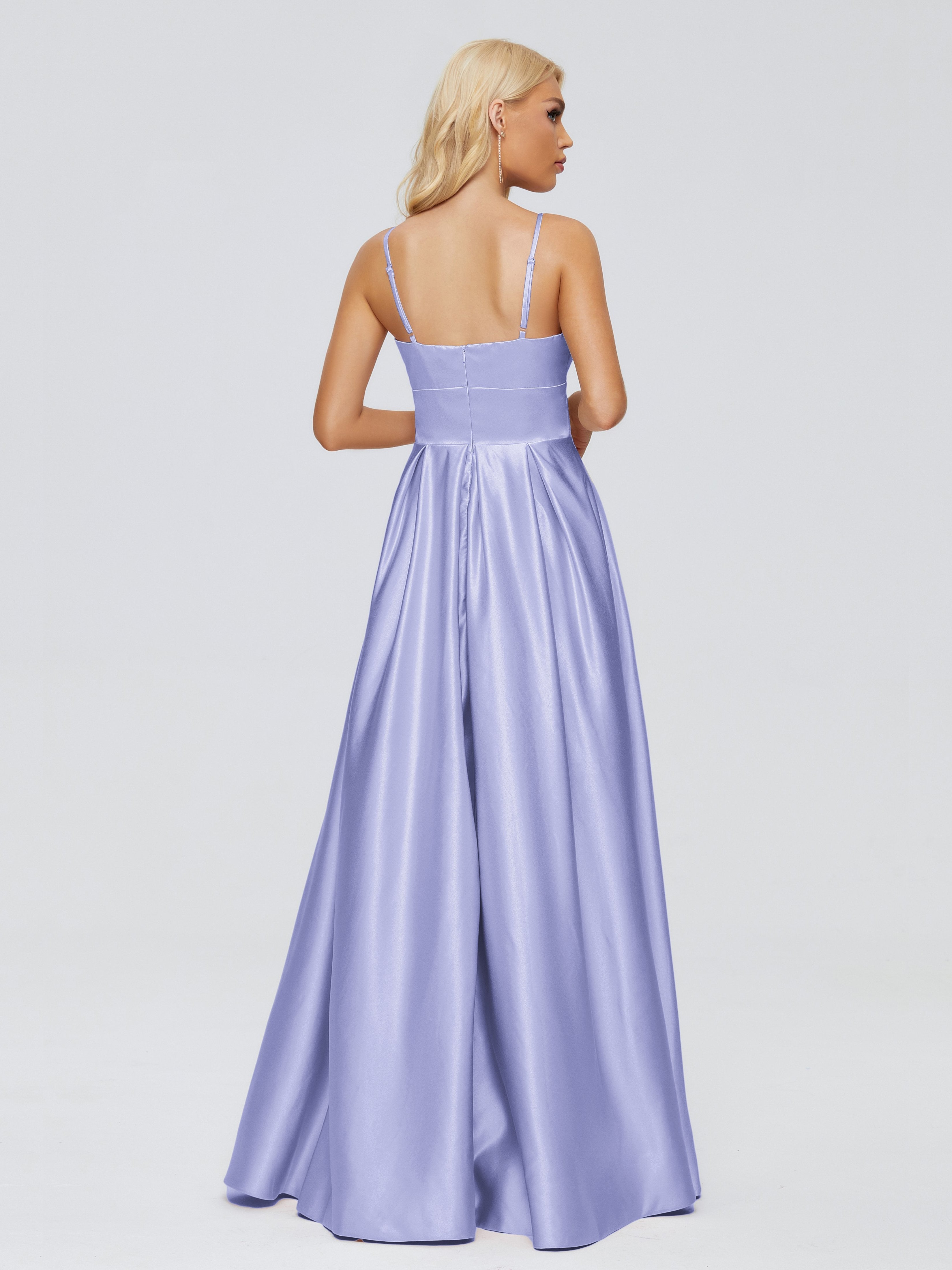 Faith Spaghetti Straps Satin Bridesmaid Dress