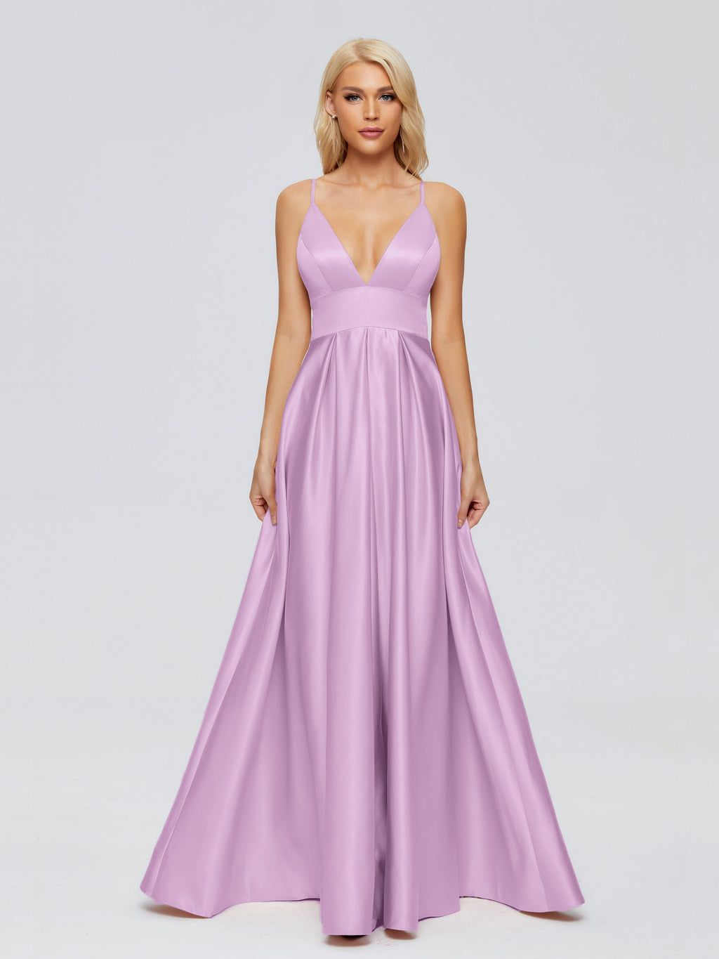 Faith Spaghetti Straps Satin Bridesmaid Dress