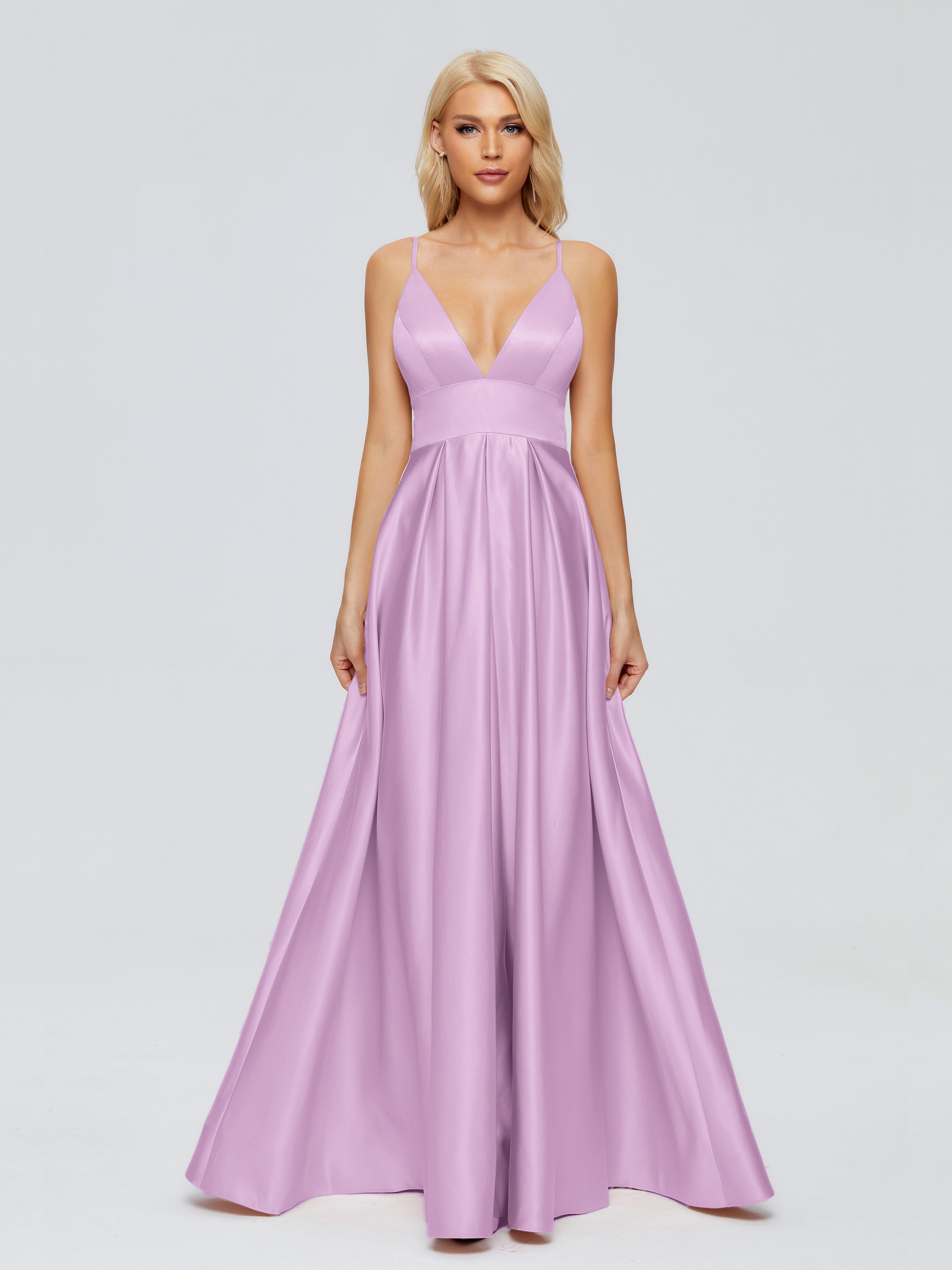 Faith Spaghetti Straps Satin Bridesmaid Dress