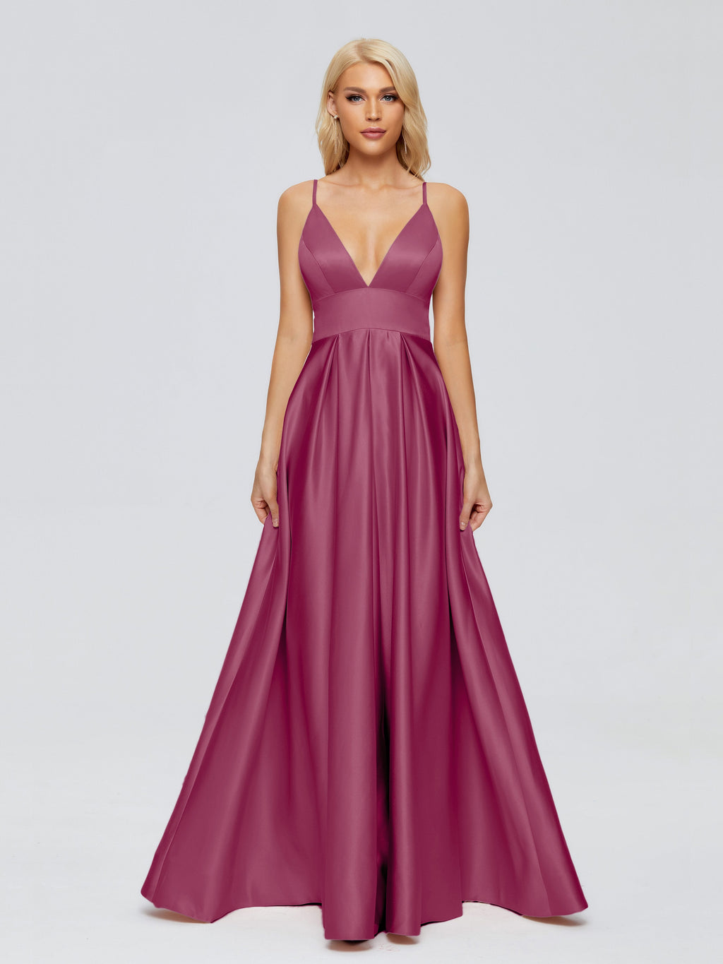 Faith Spaghetti Straps Satin Bridesmaid Dress