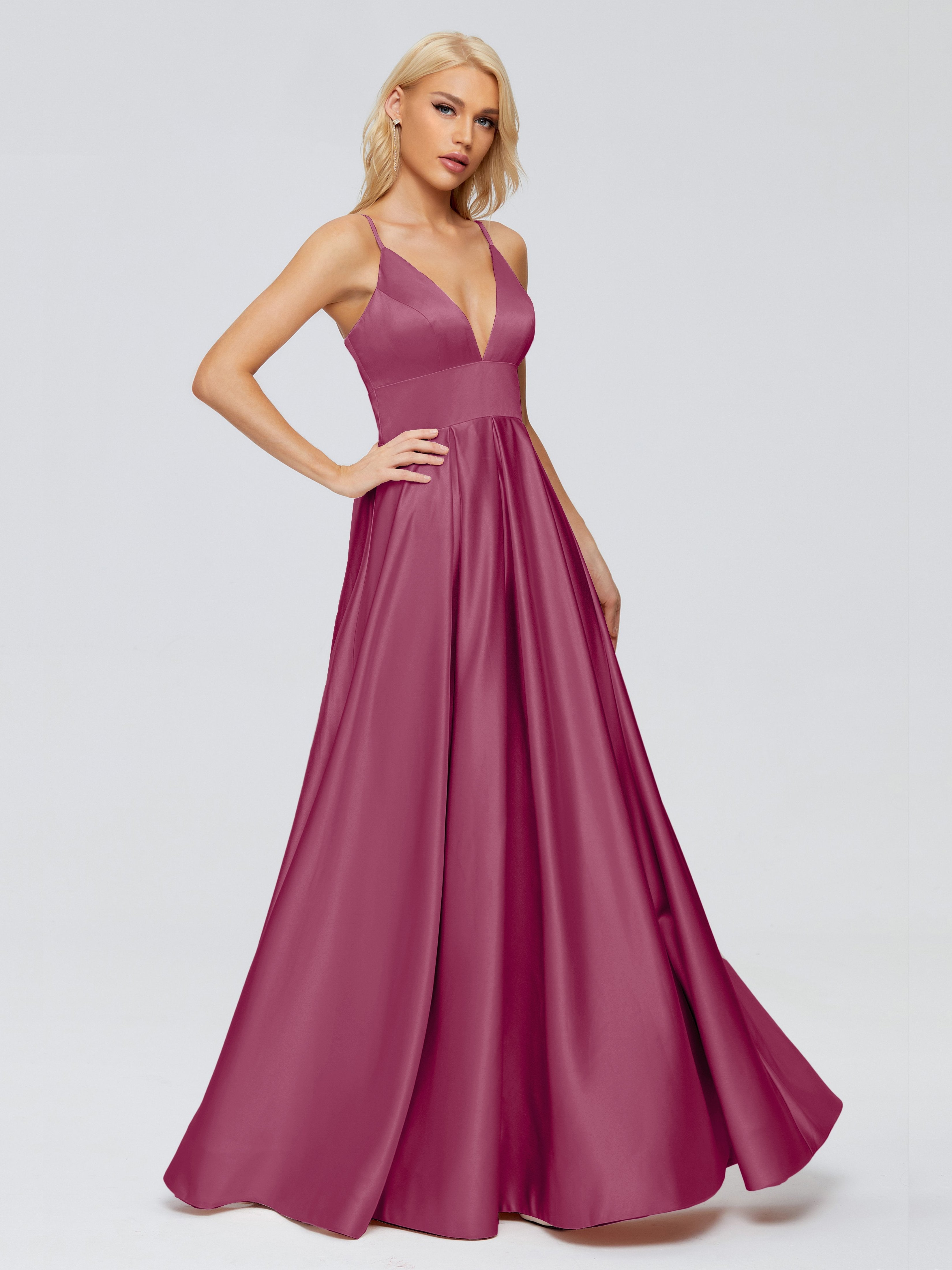 Faith Spaghetti Straps Satin Bridesmaid Dress