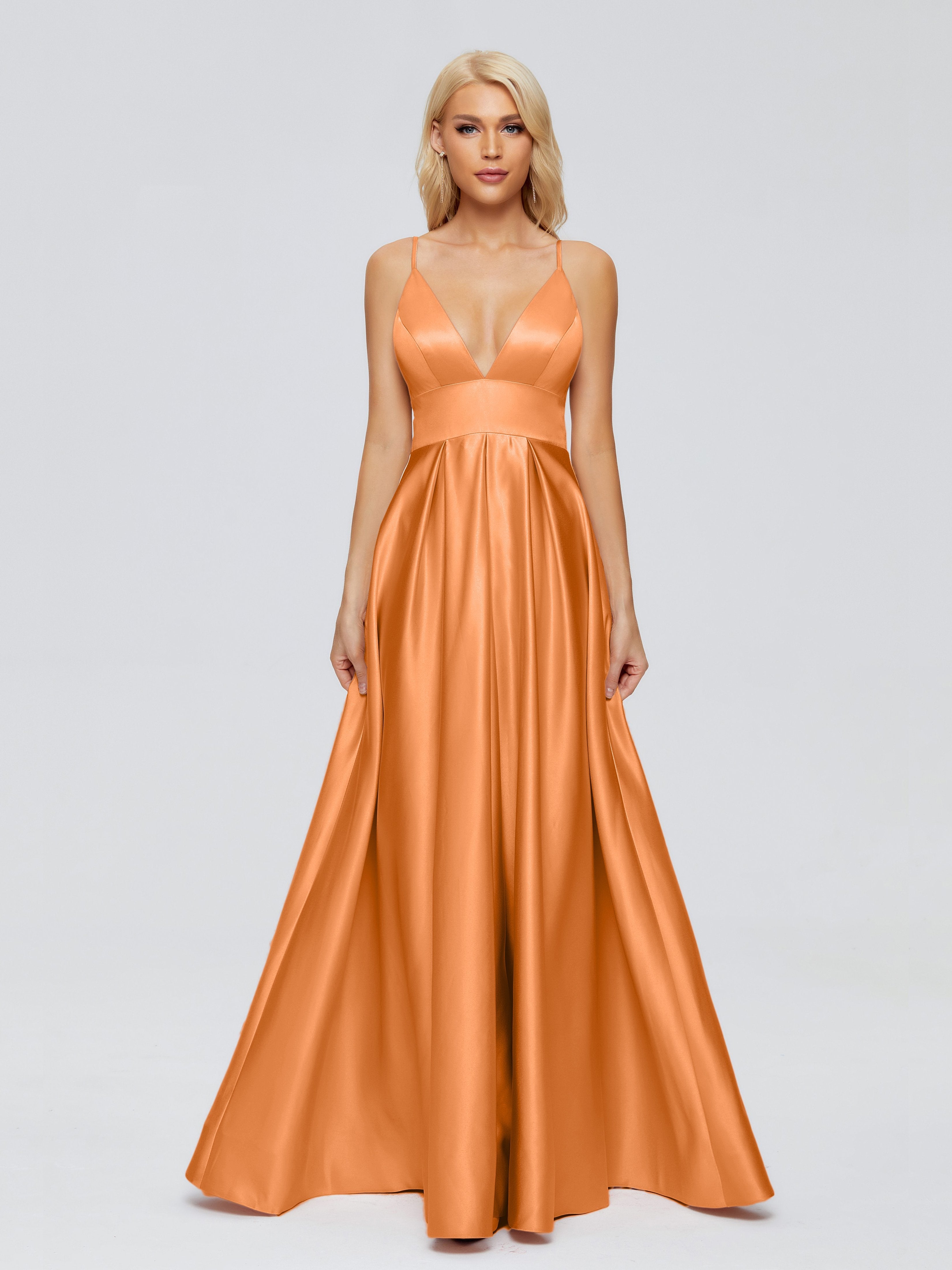 Faith Spaghetti Straps Satin Bridesmaid Dress