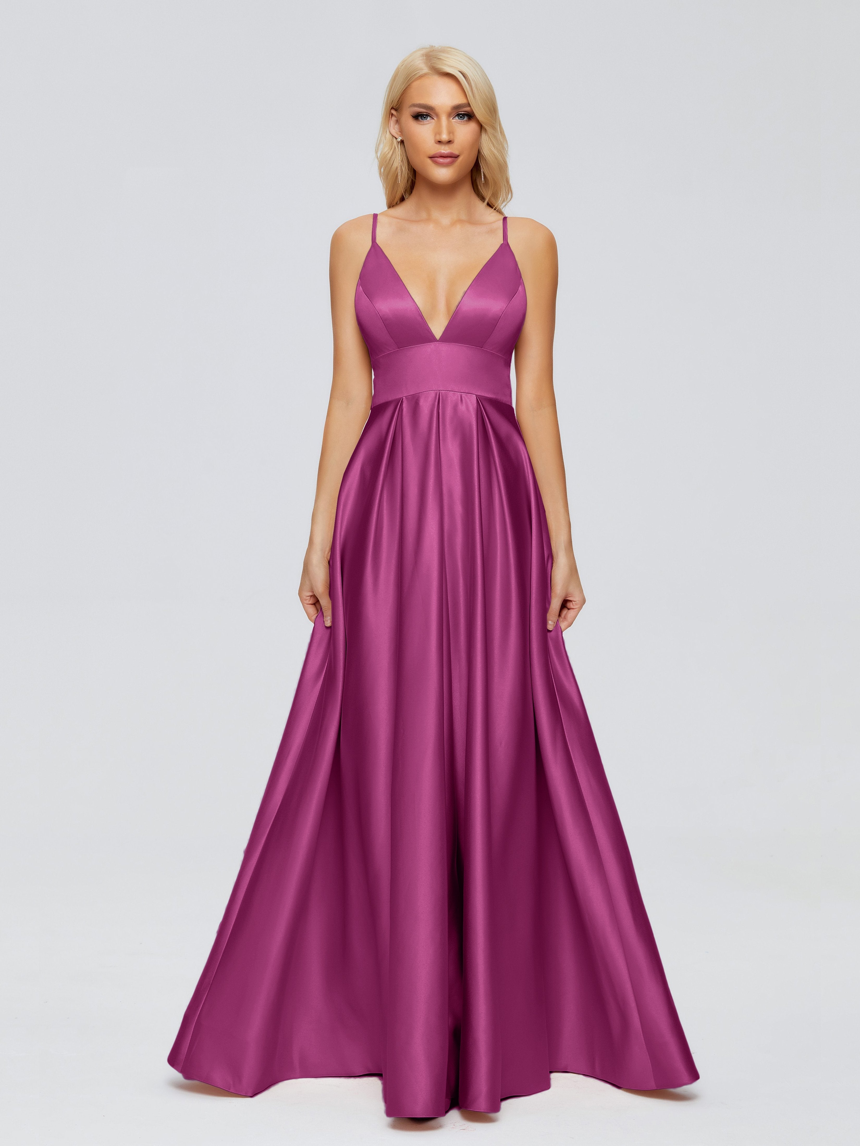 Faith Spaghetti Straps Satin Bridesmaid Dress