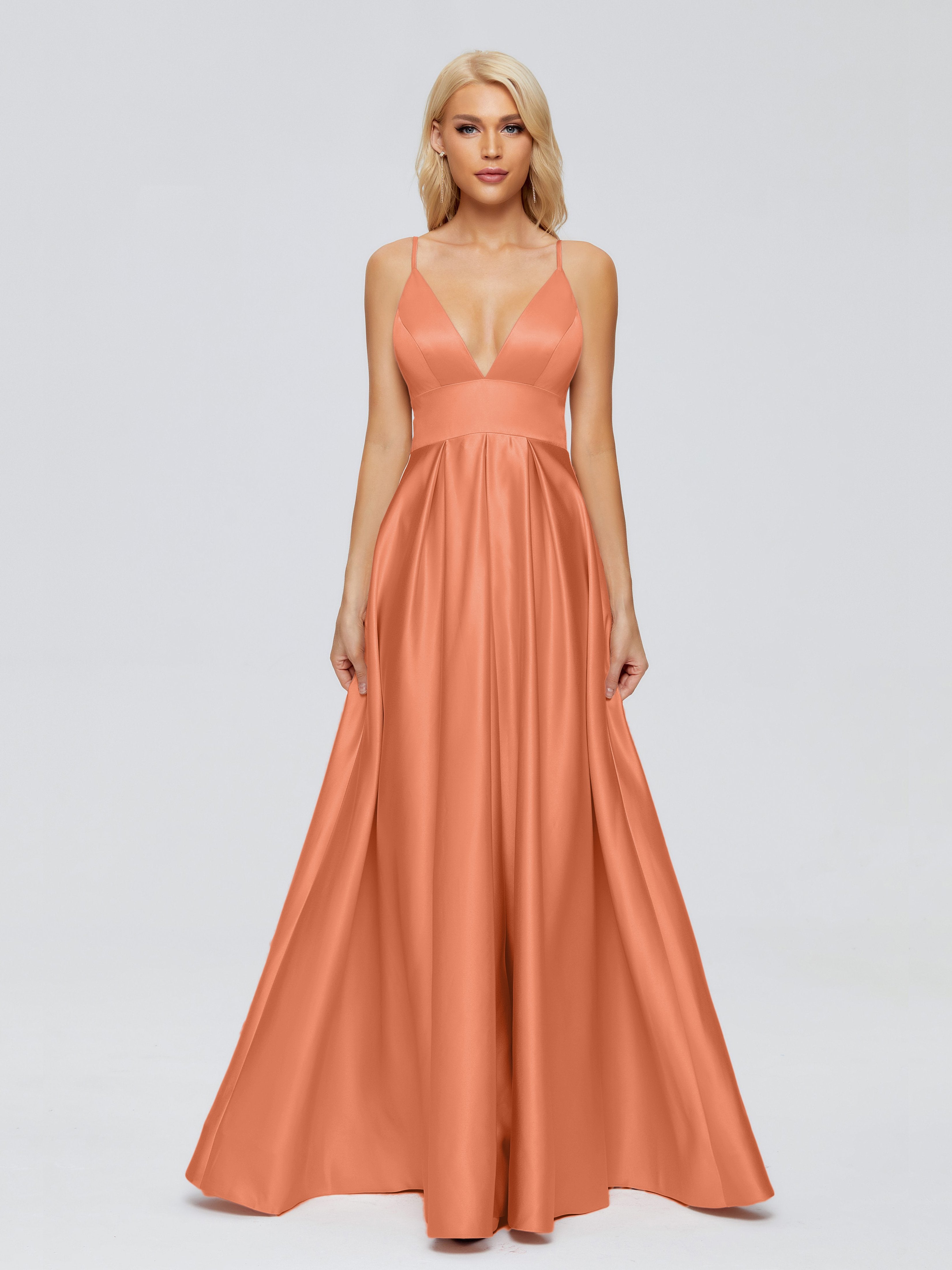 Faith Spaghetti Straps Satin Bridesmaid Dress