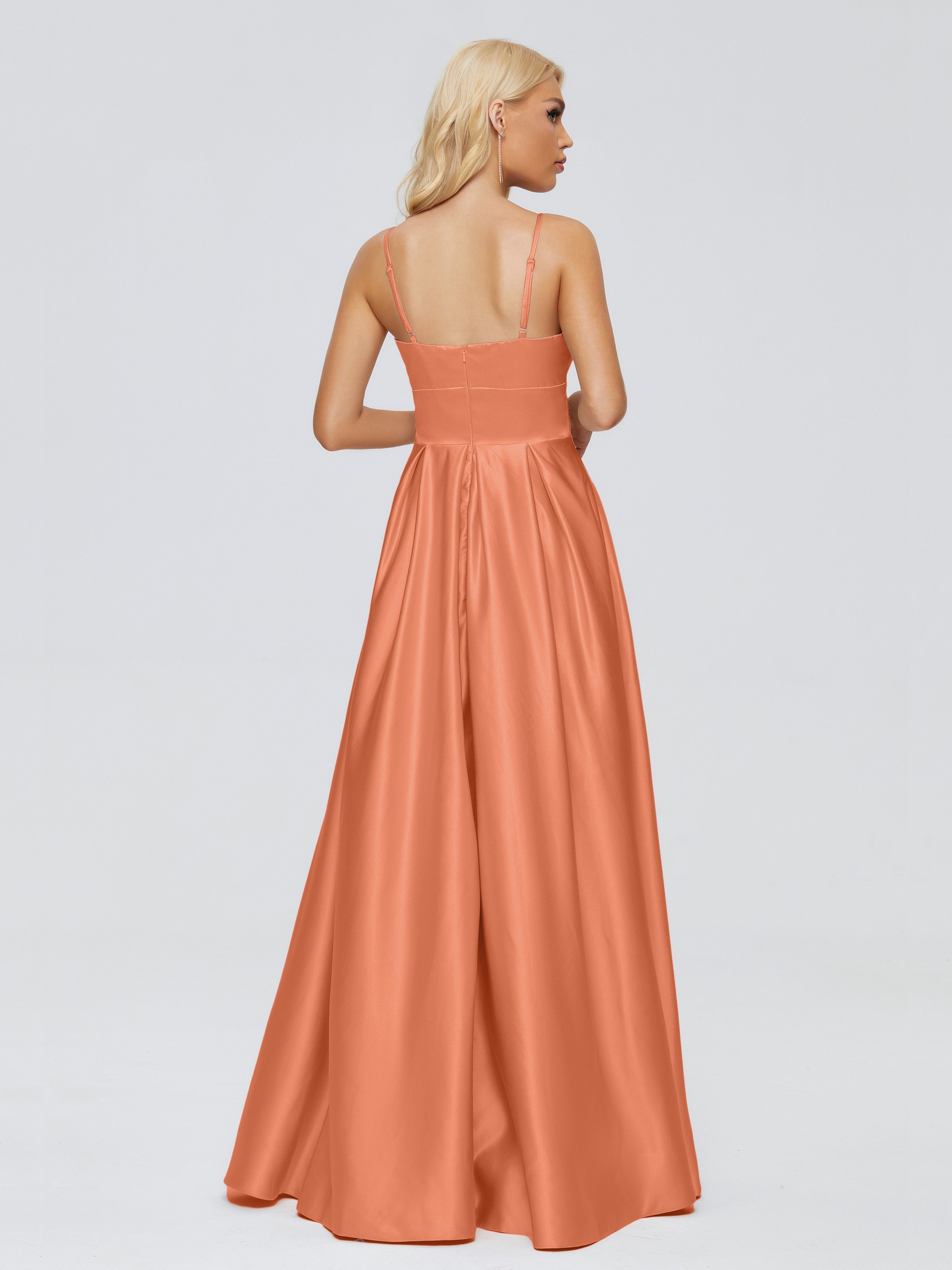 Faith Spaghetti Straps Satin Bridesmaid Dress