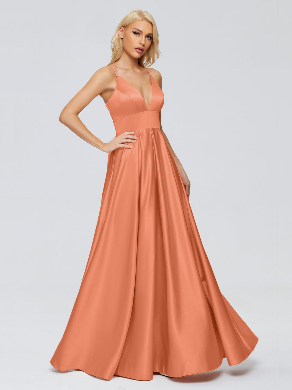 Faith Spaghetti Straps Satin Bridesmaid Dress