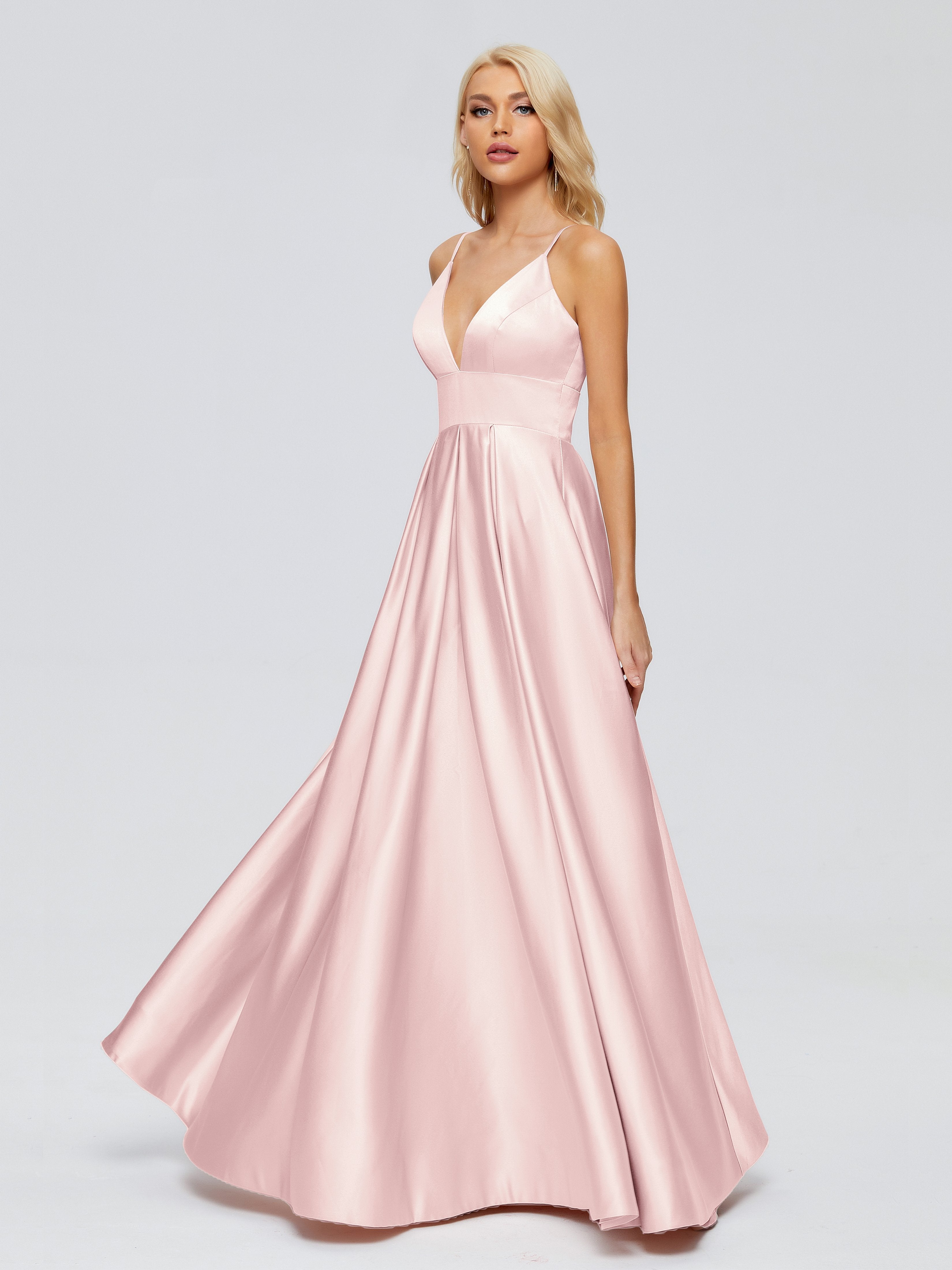 Faith Spaghetti Straps Satin Bridesmaid Dress