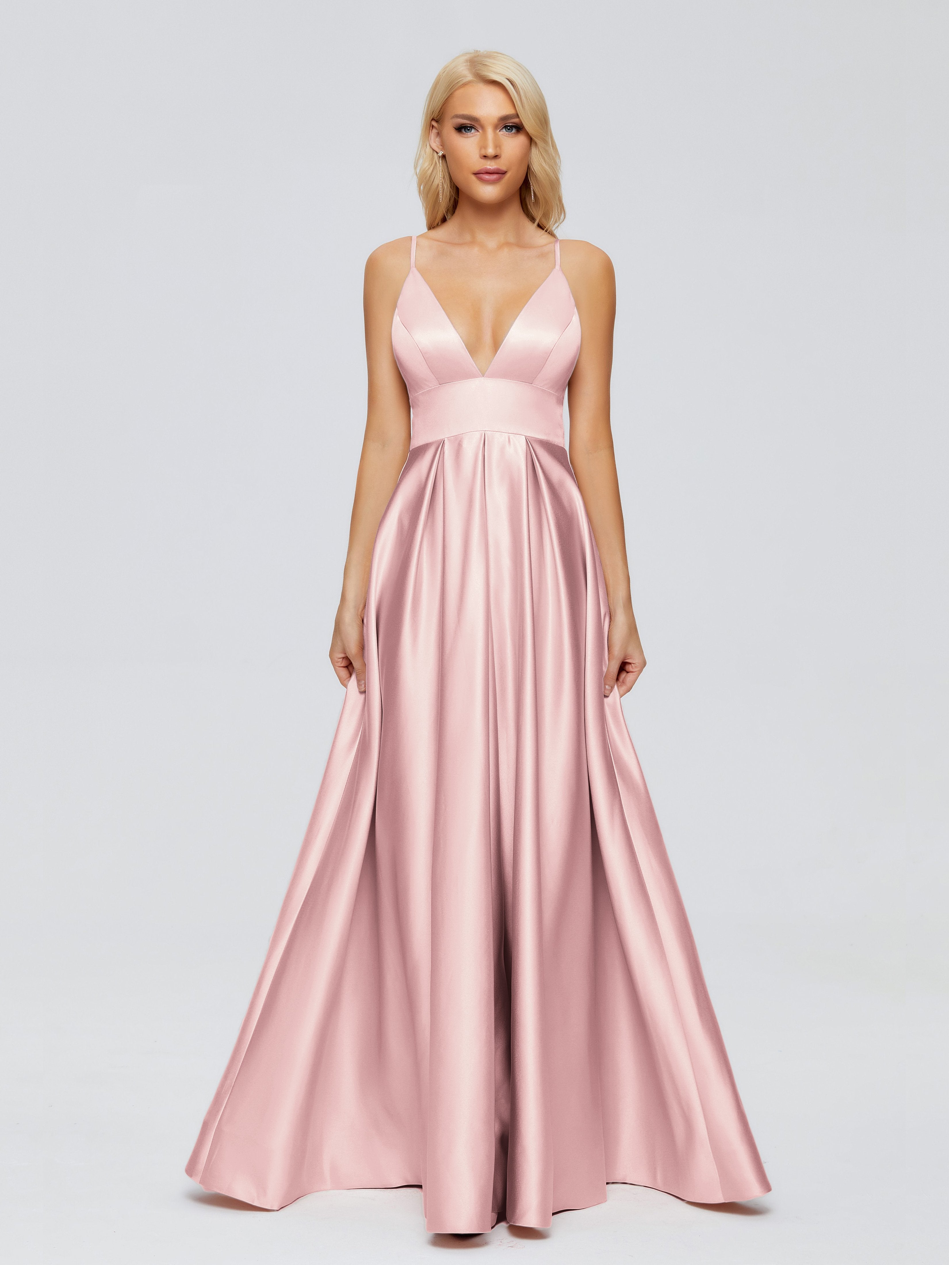 Faith Spaghetti Straps Satin Bridesmaid Dress