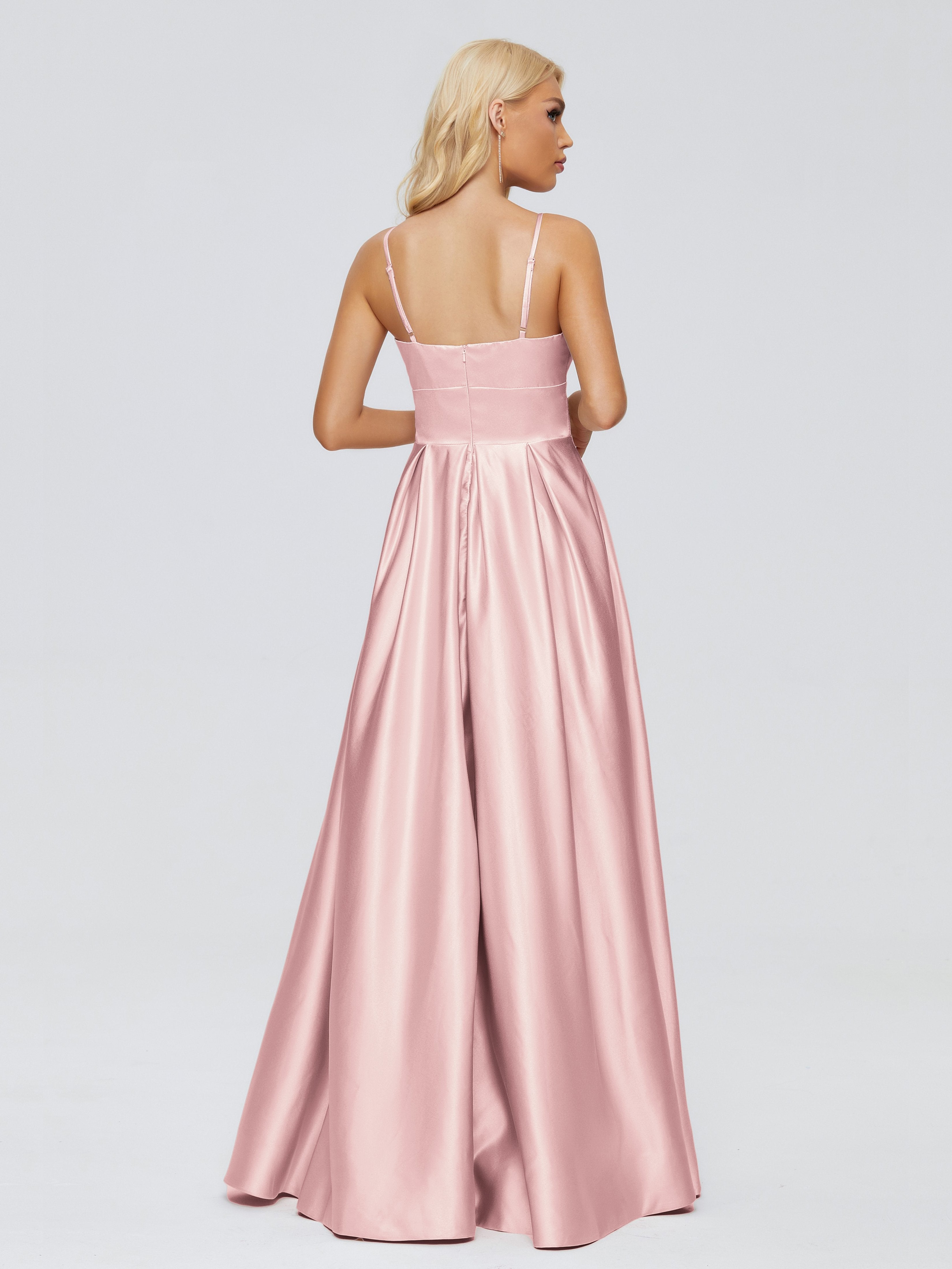 Faith Spaghetti Straps Satin Bridesmaid Dress