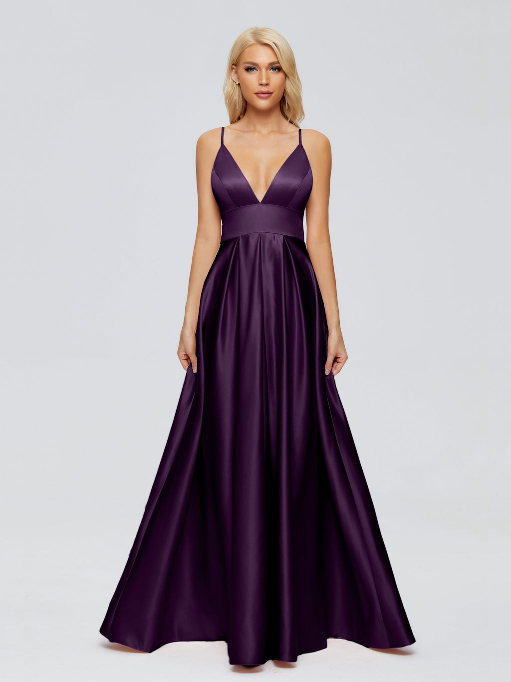Faith Spaghetti Straps Satin Bridesmaid Dress