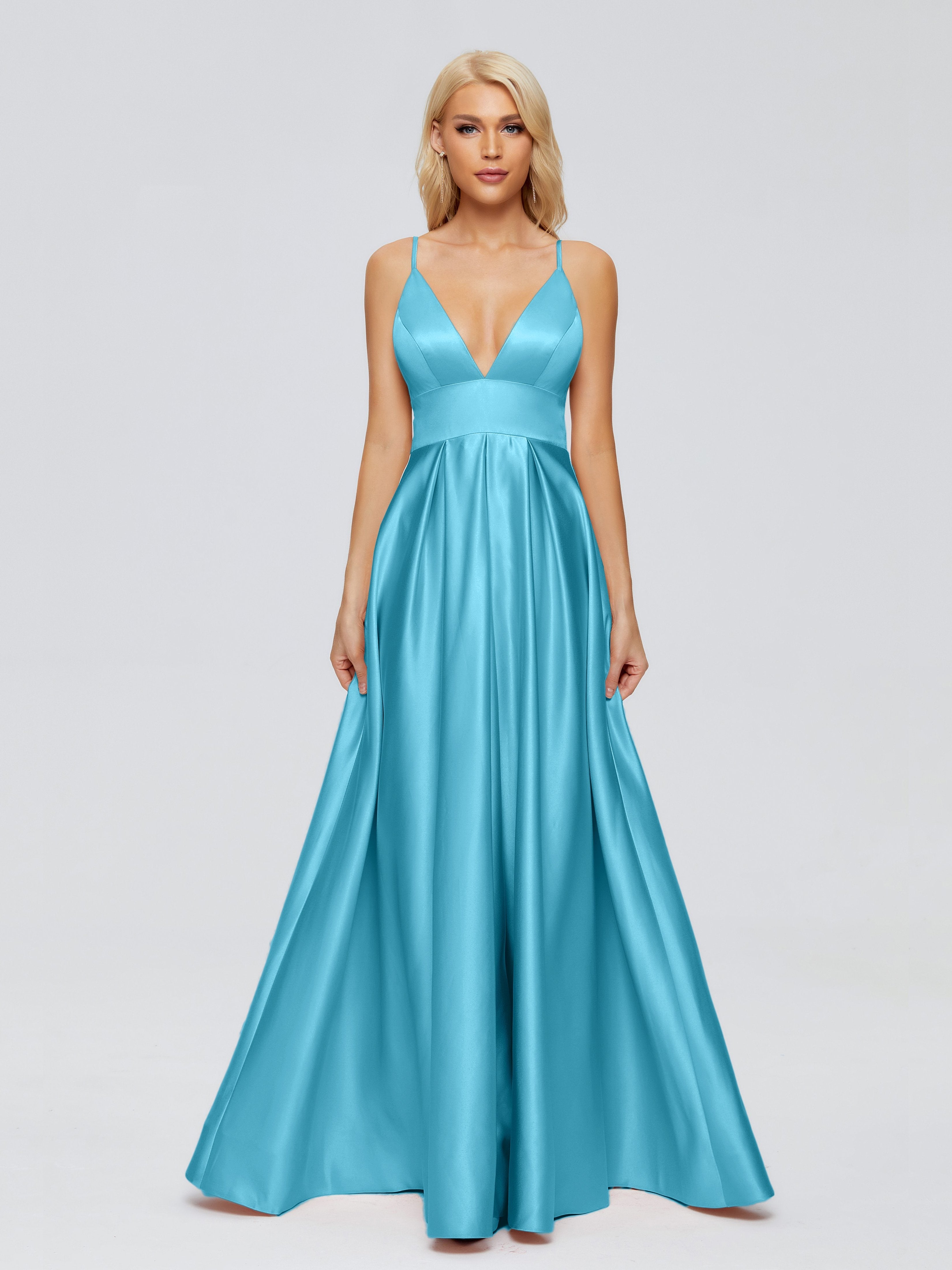 Faith Spaghetti Straps Satin Bridesmaid Dress