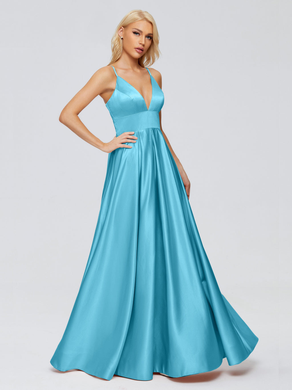 Faith Spaghetti Straps Satin Bridesmaid Dress