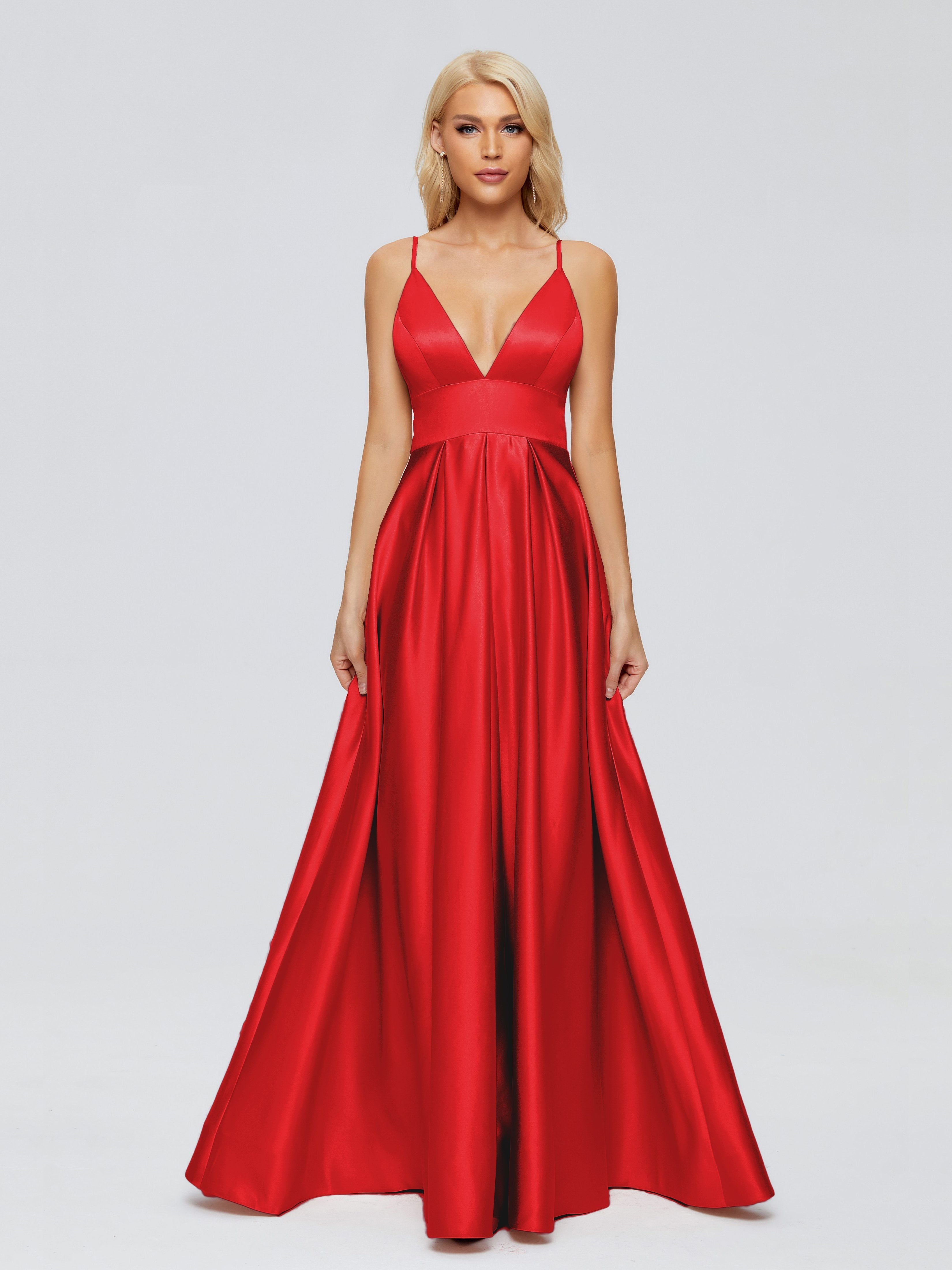 Faith Spaghetti Straps Satin Bridesmaid Dress
