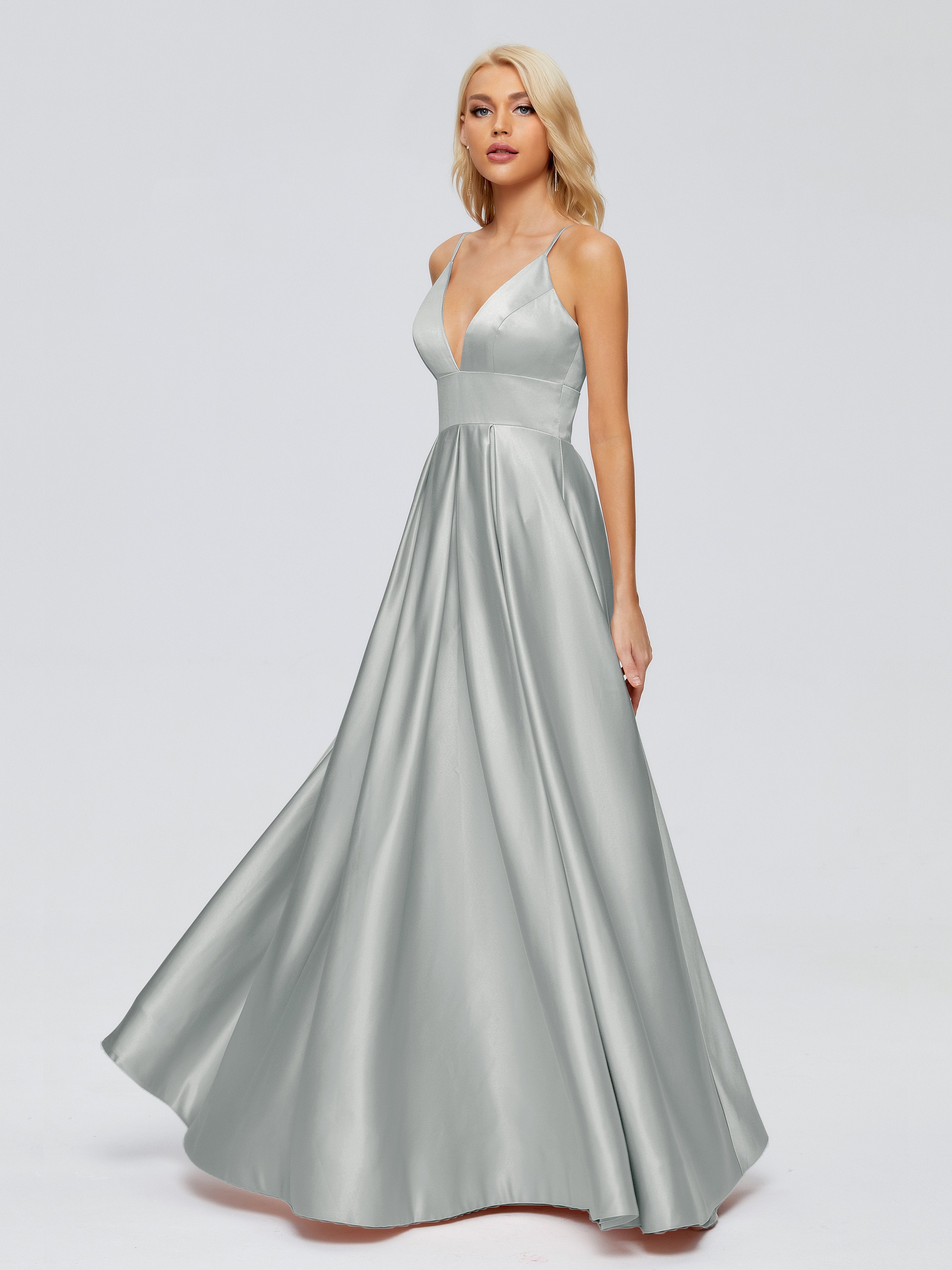 Faith Spaghetti Straps Satin Bridesmaid Dress
