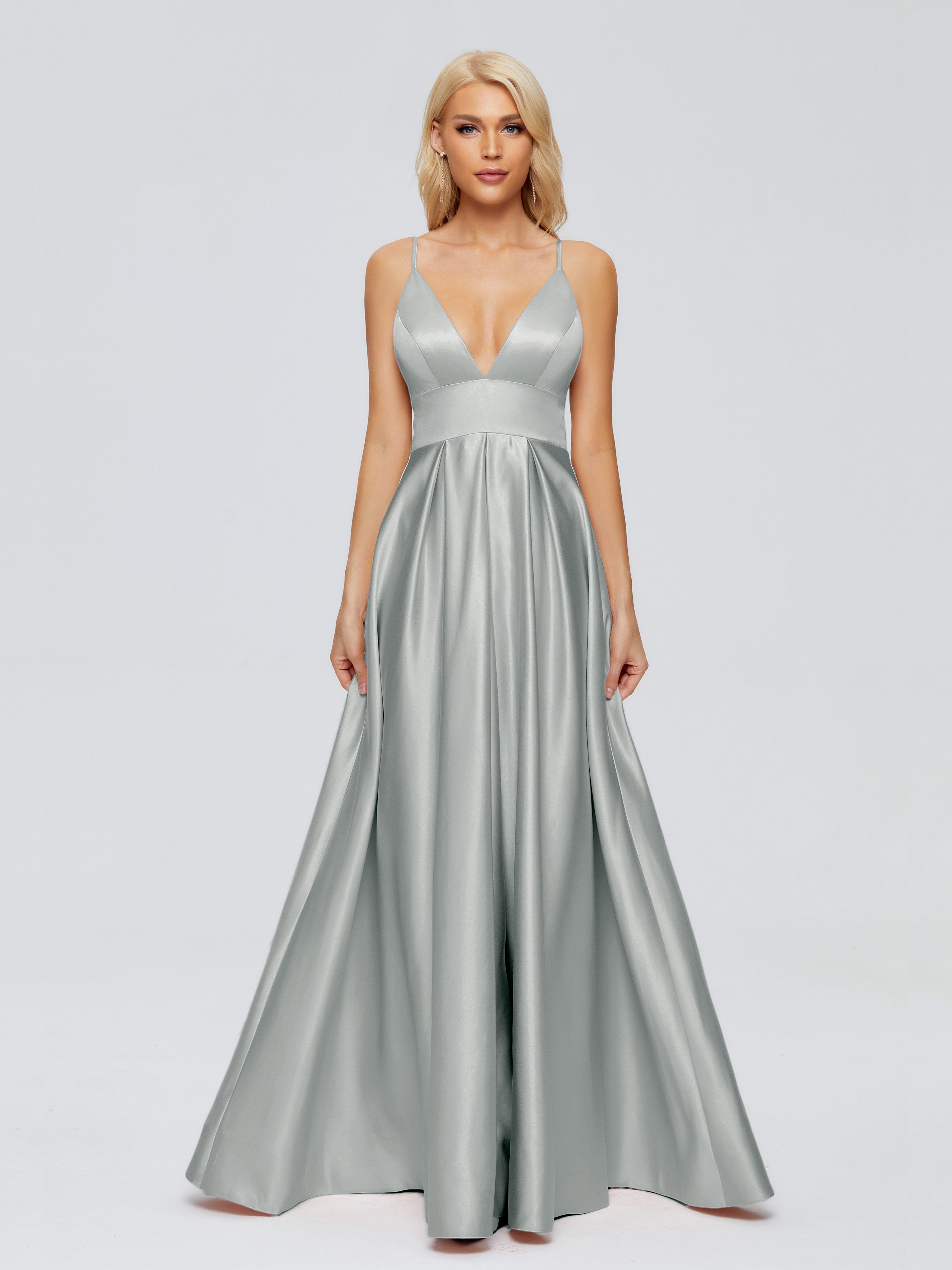Faith Spaghetti Straps Satin Bridesmaid Dress