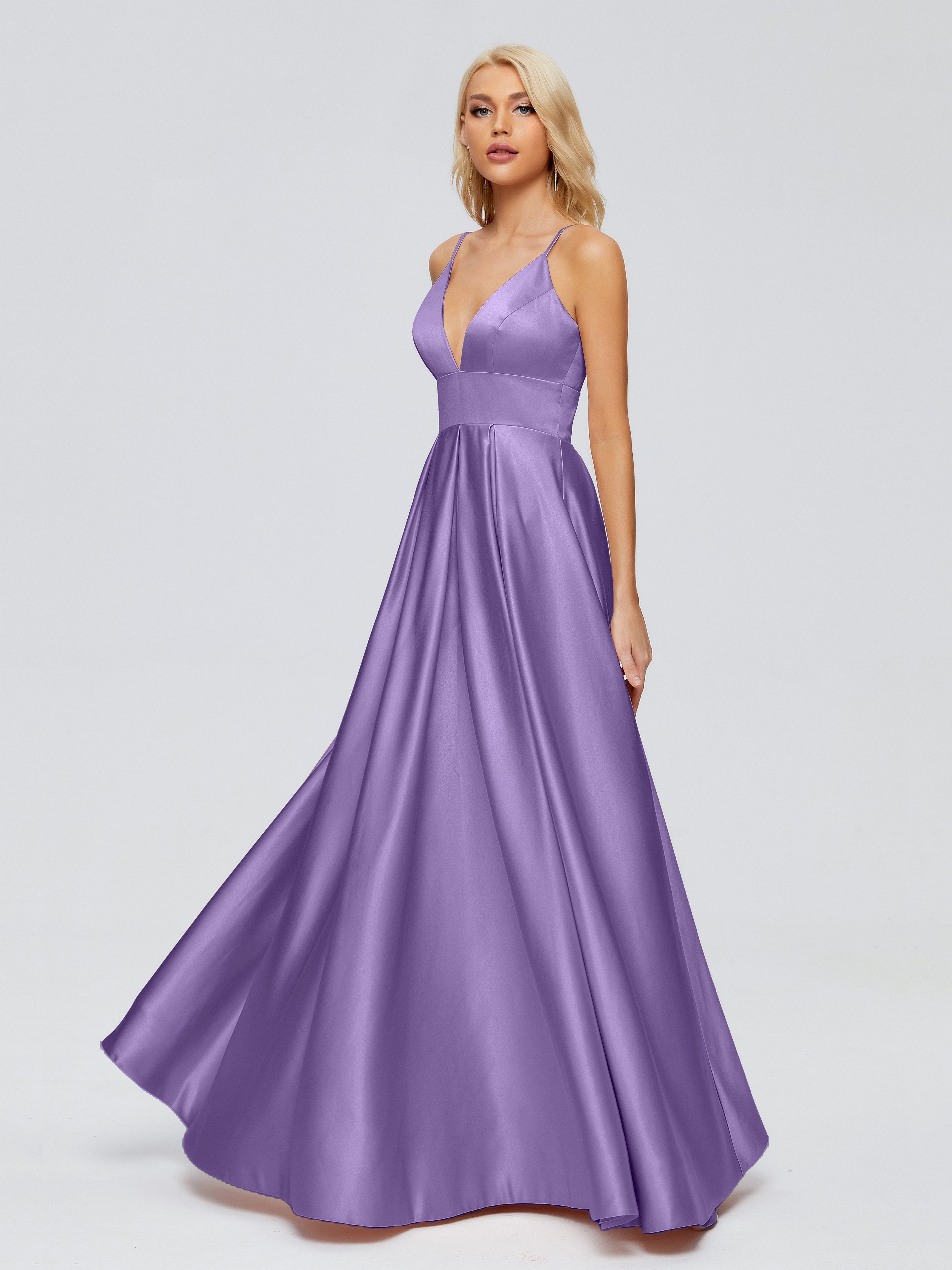 Faith Spaghetti Straps Satin Bridesmaid Dress