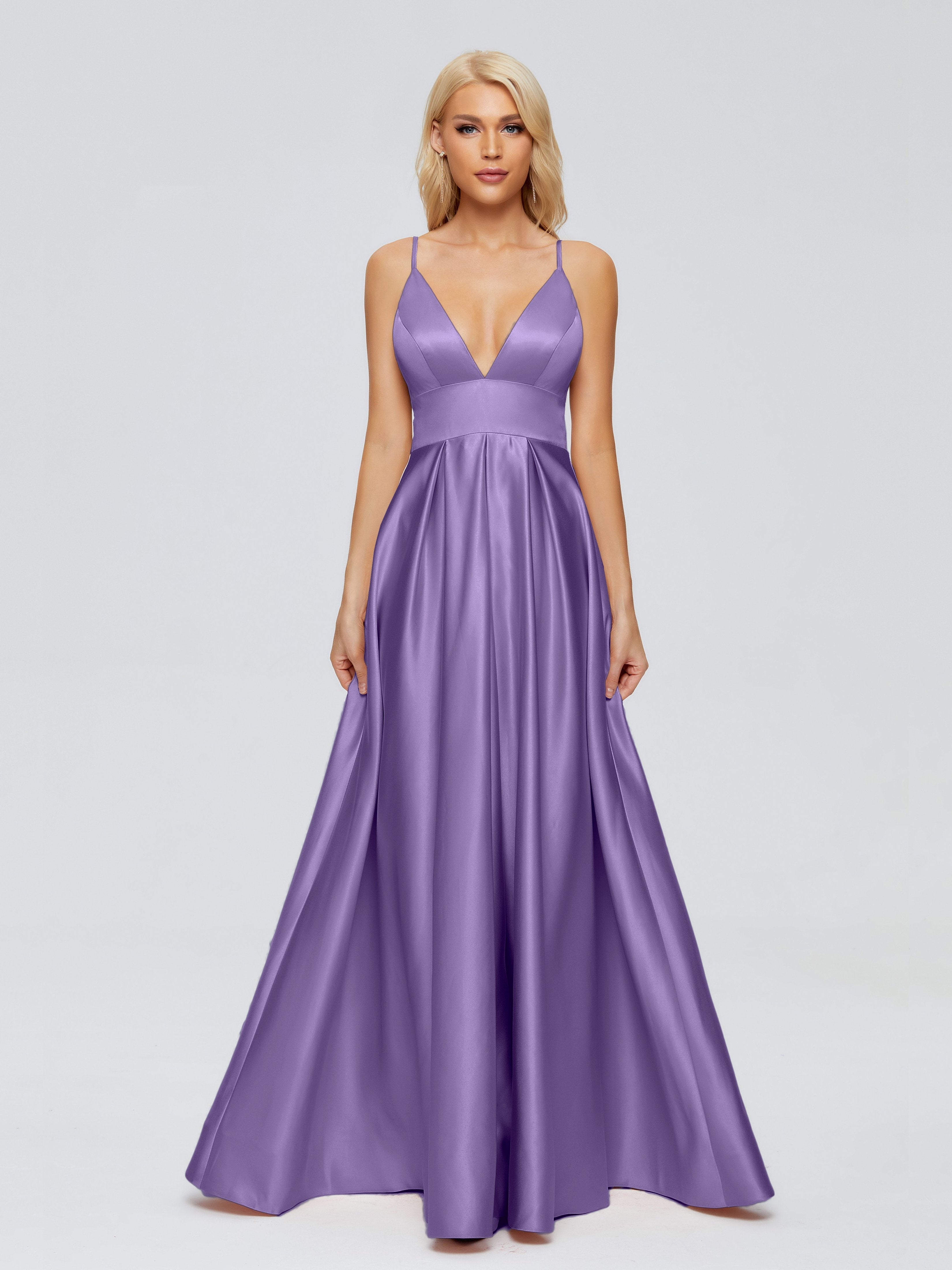 Faith Spaghetti Straps Satin Bridesmaid Dress