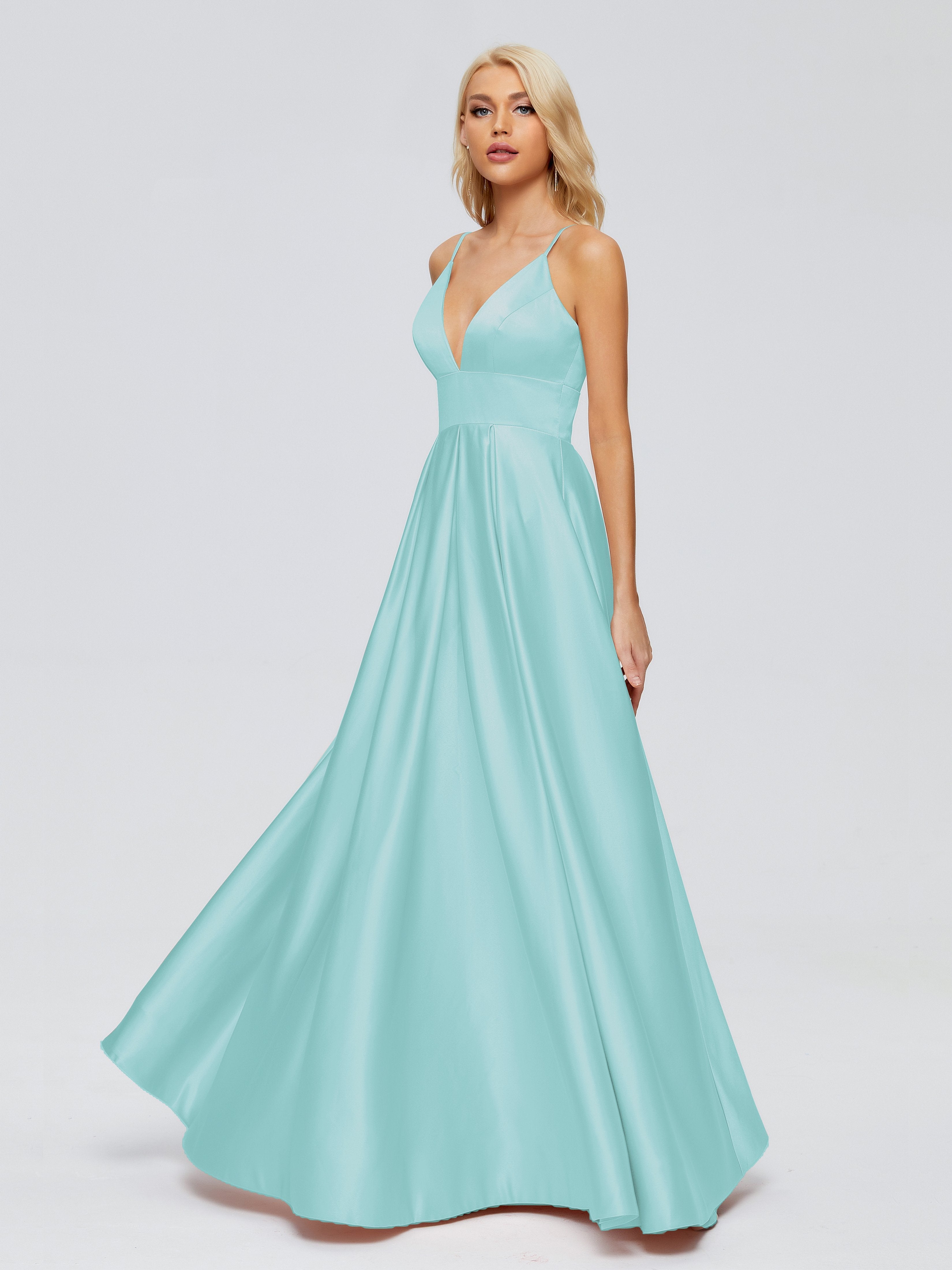 Faith Spaghetti Straps Satin Bridesmaid Dress