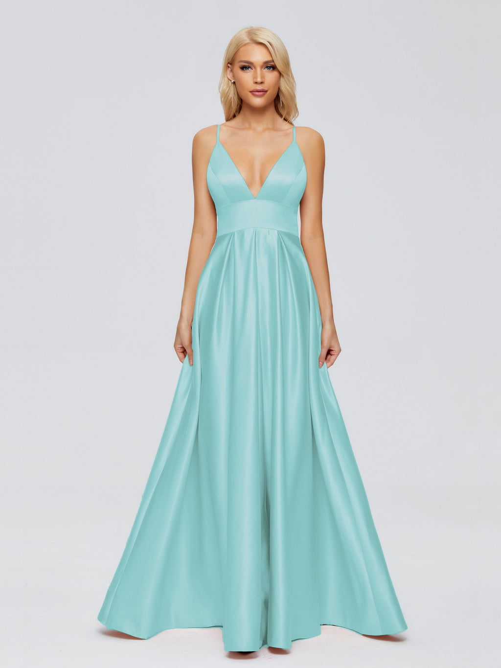 Faith Spaghetti Straps Satin Bridesmaid Dress