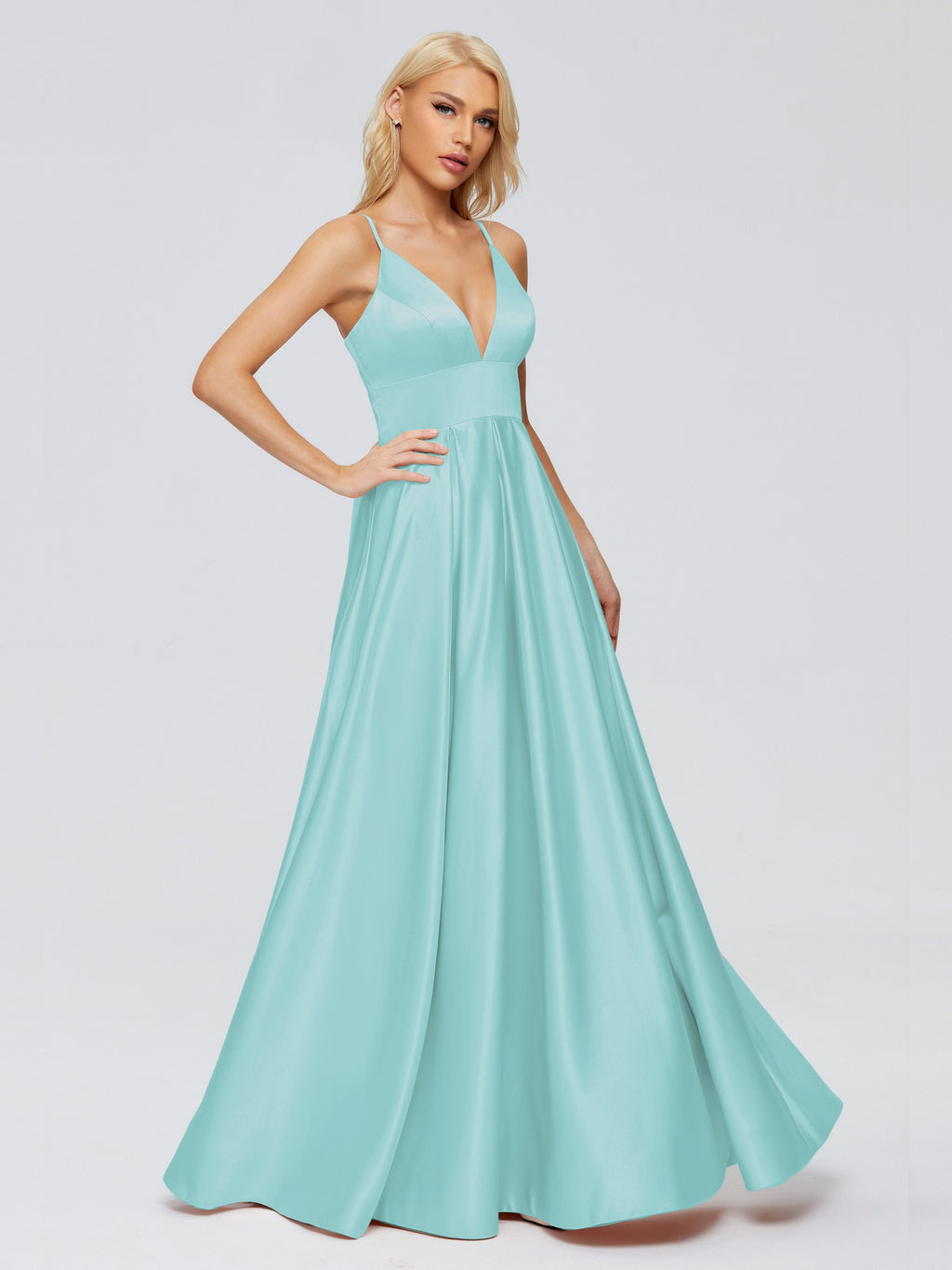 Faith Spaghetti Straps Satin Bridesmaid Dress
