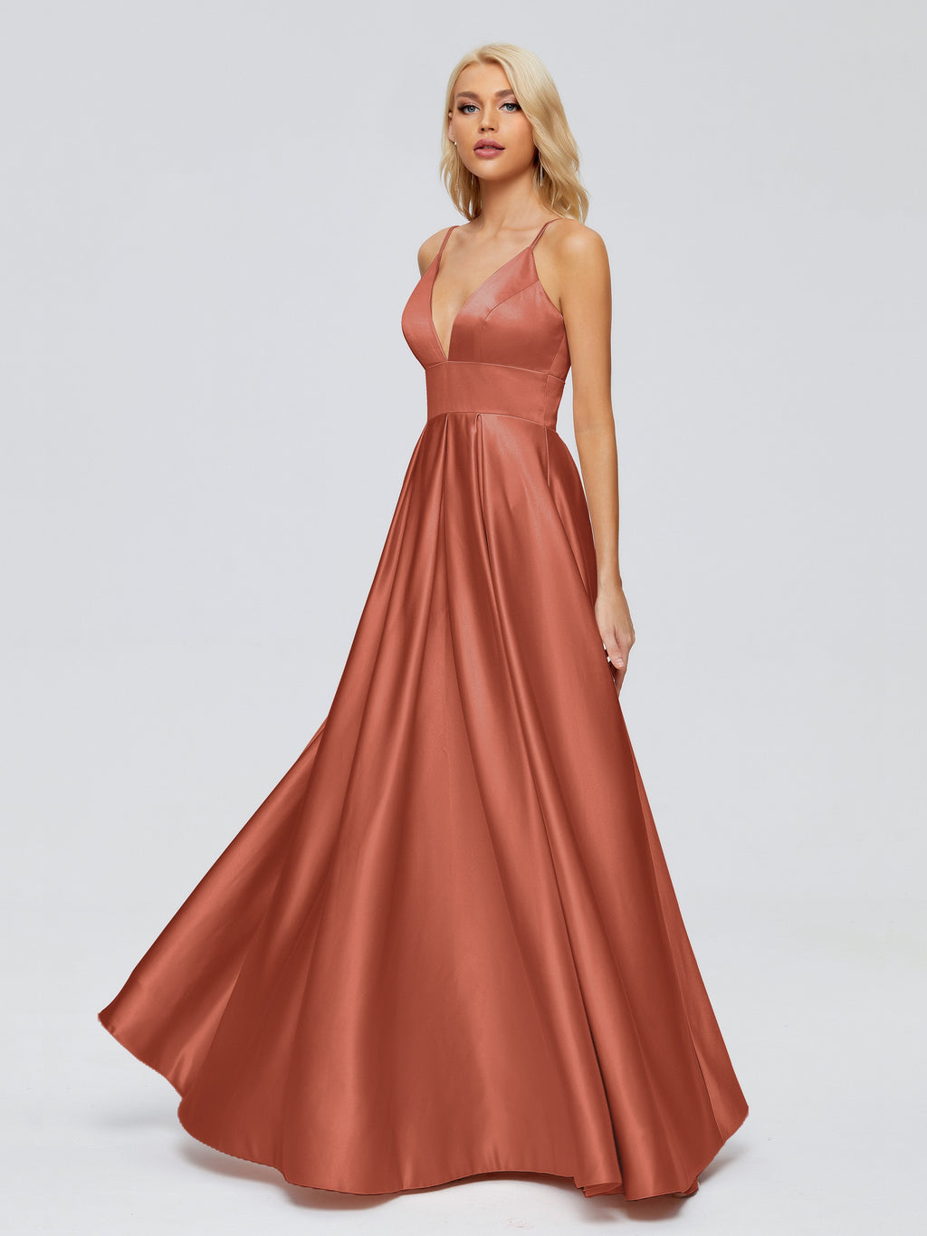 Faith Spaghetti Straps Satin Bridesmaid Dress