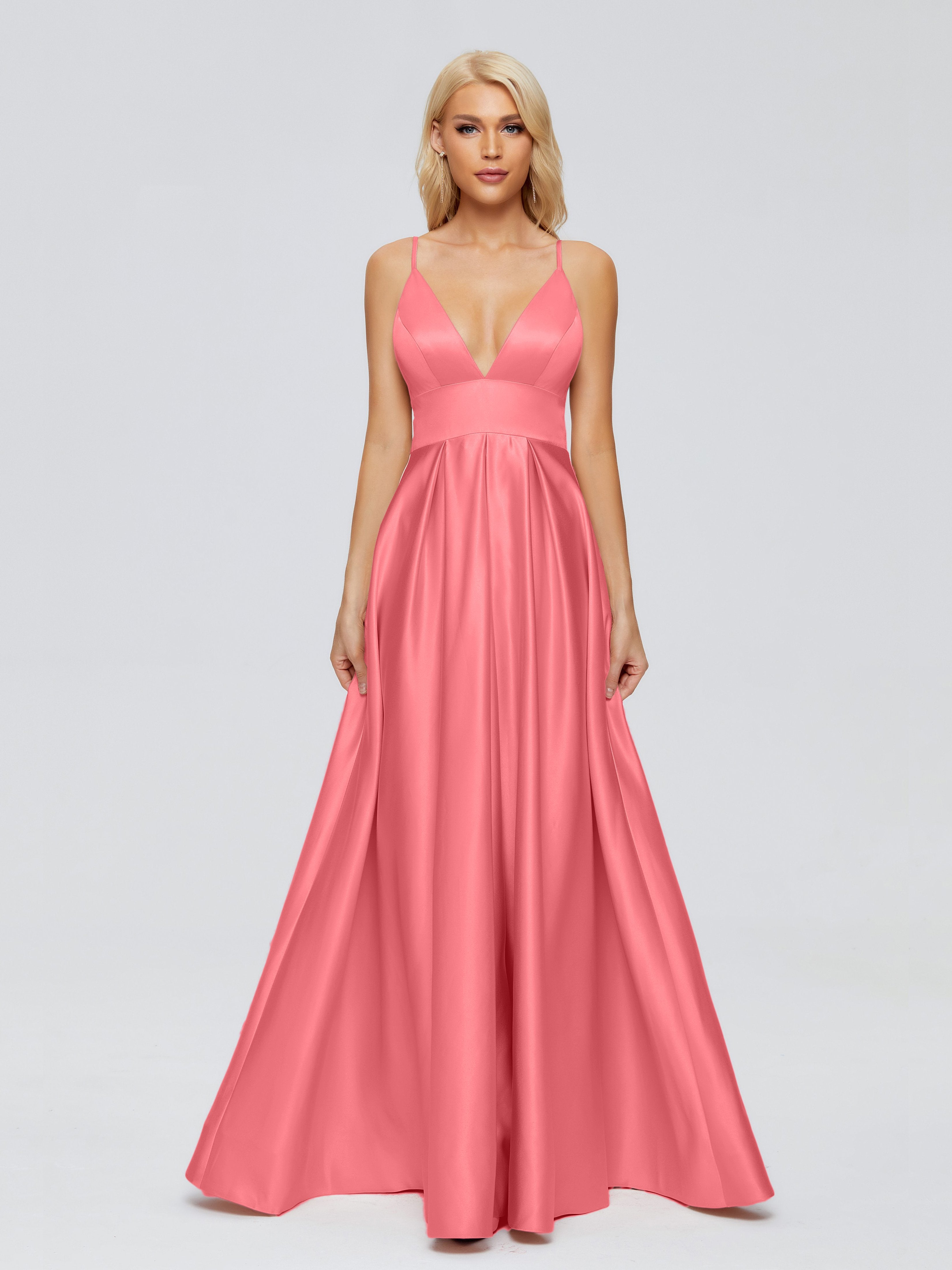 Faith Spaghetti Straps Satin Bridesmaid Dress
