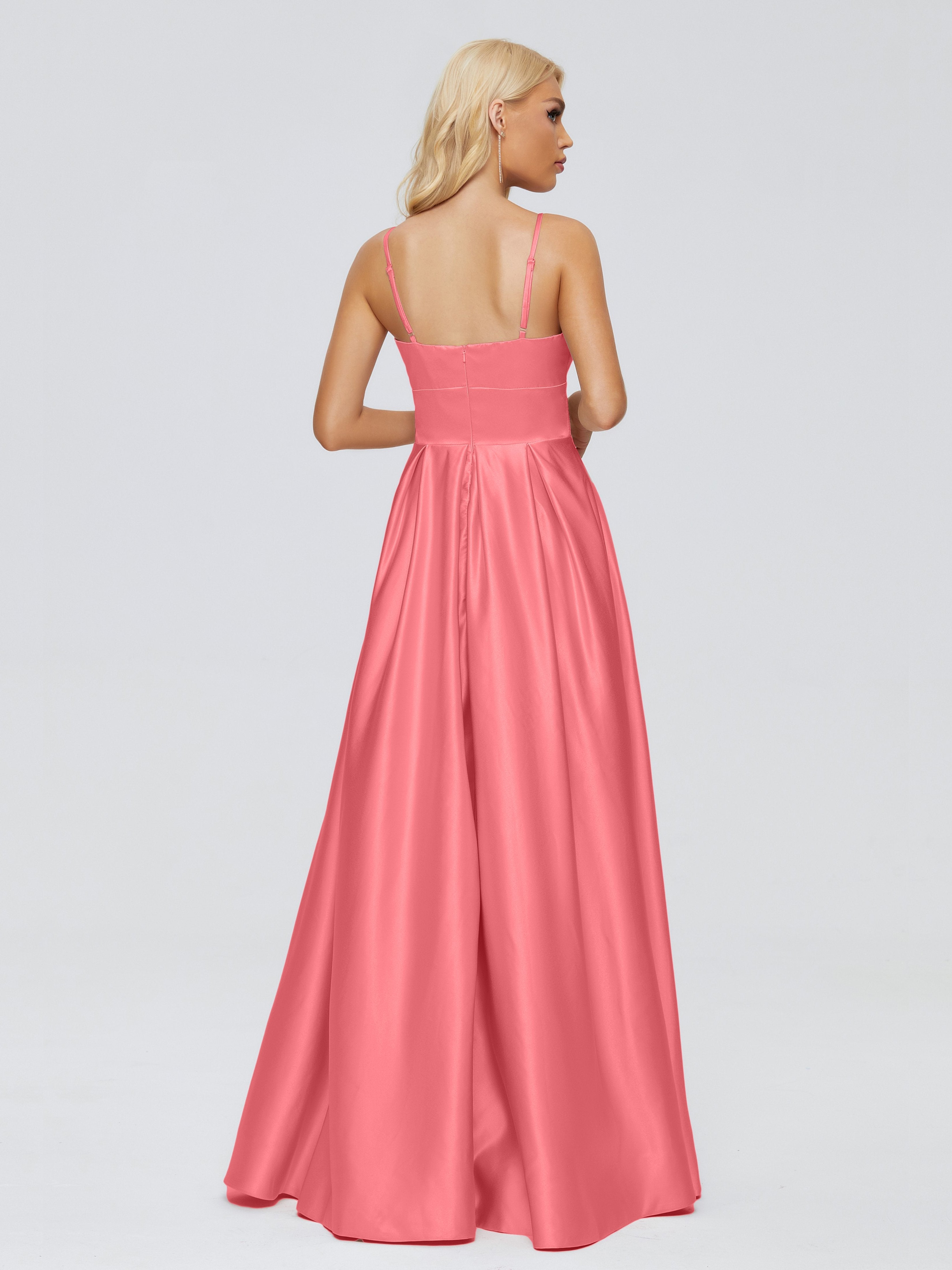 Faith Spaghetti Straps Satin Bridesmaid Dress