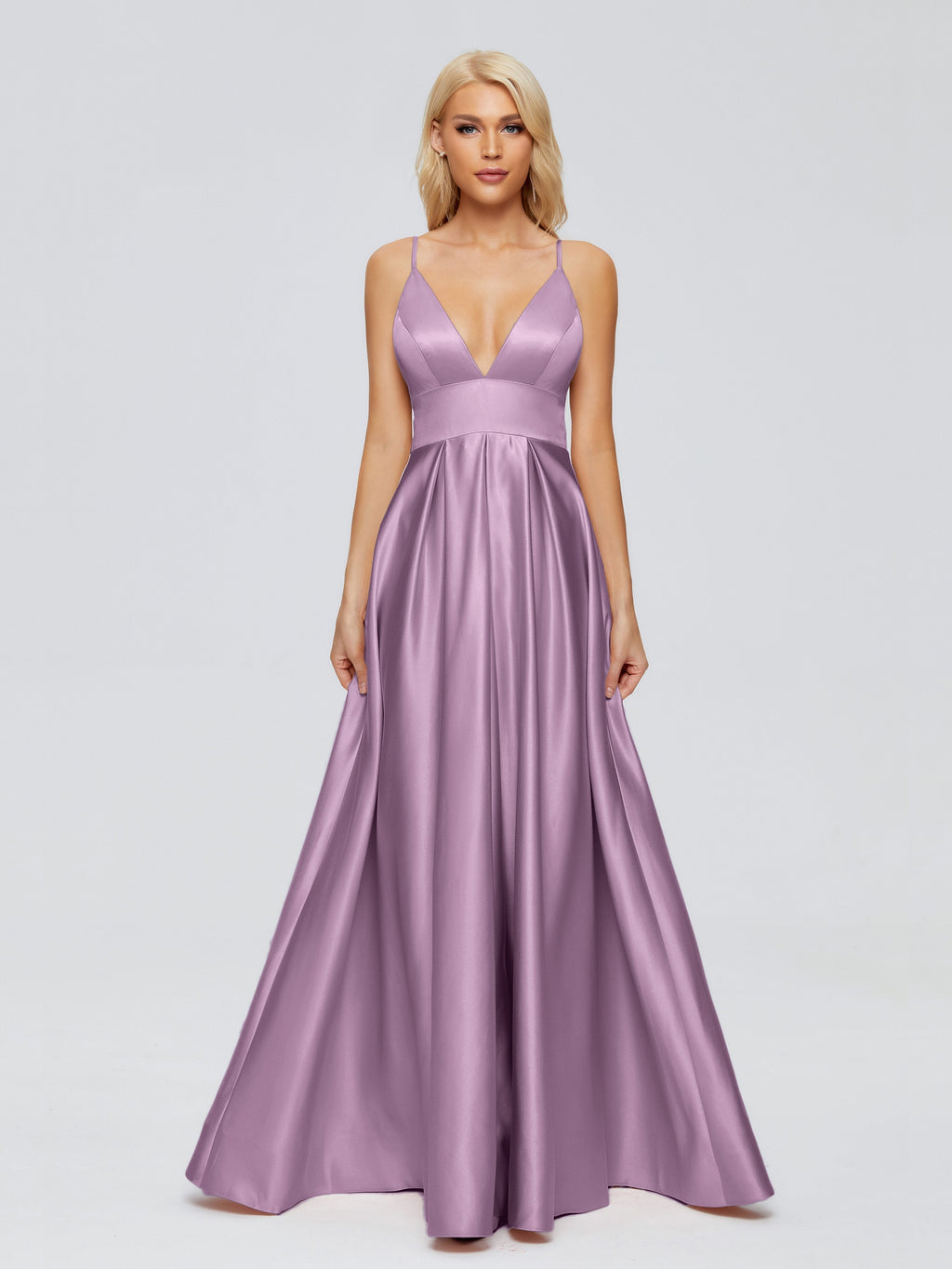 Faith Spaghetti Straps Satin Bridesmaid Dress