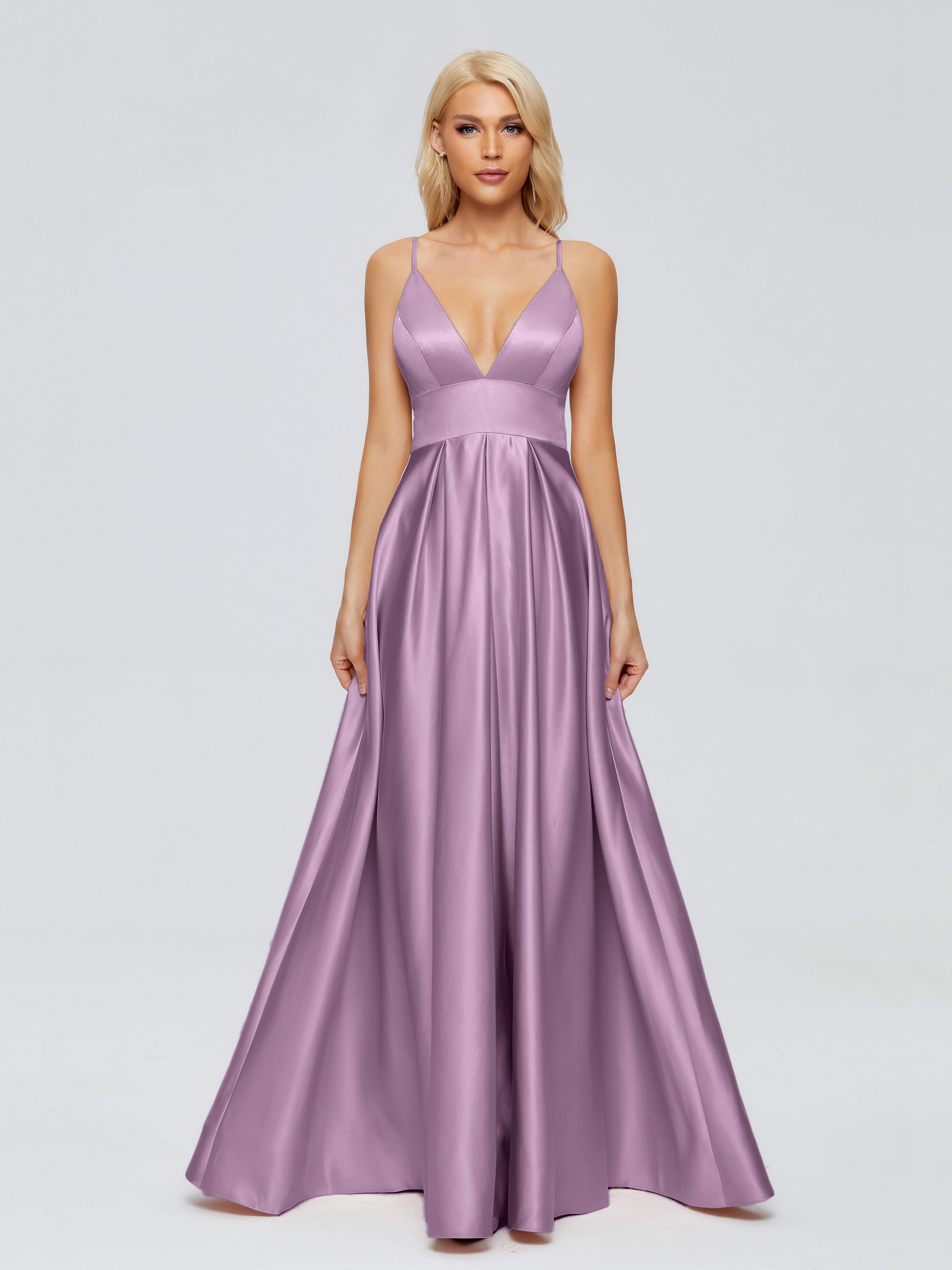 Faith Spaghetti Straps Satin Bridesmaid Dress