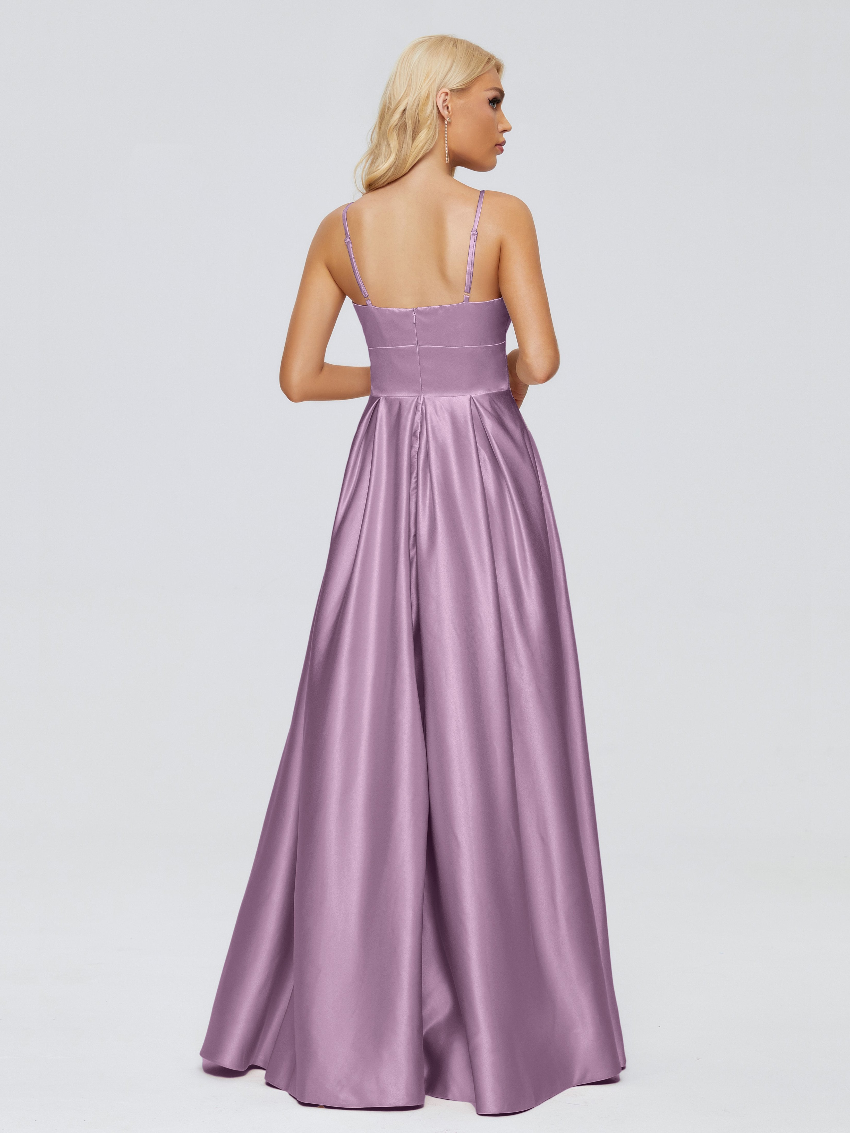 Faith Spaghetti Straps Satin Bridesmaid Dress