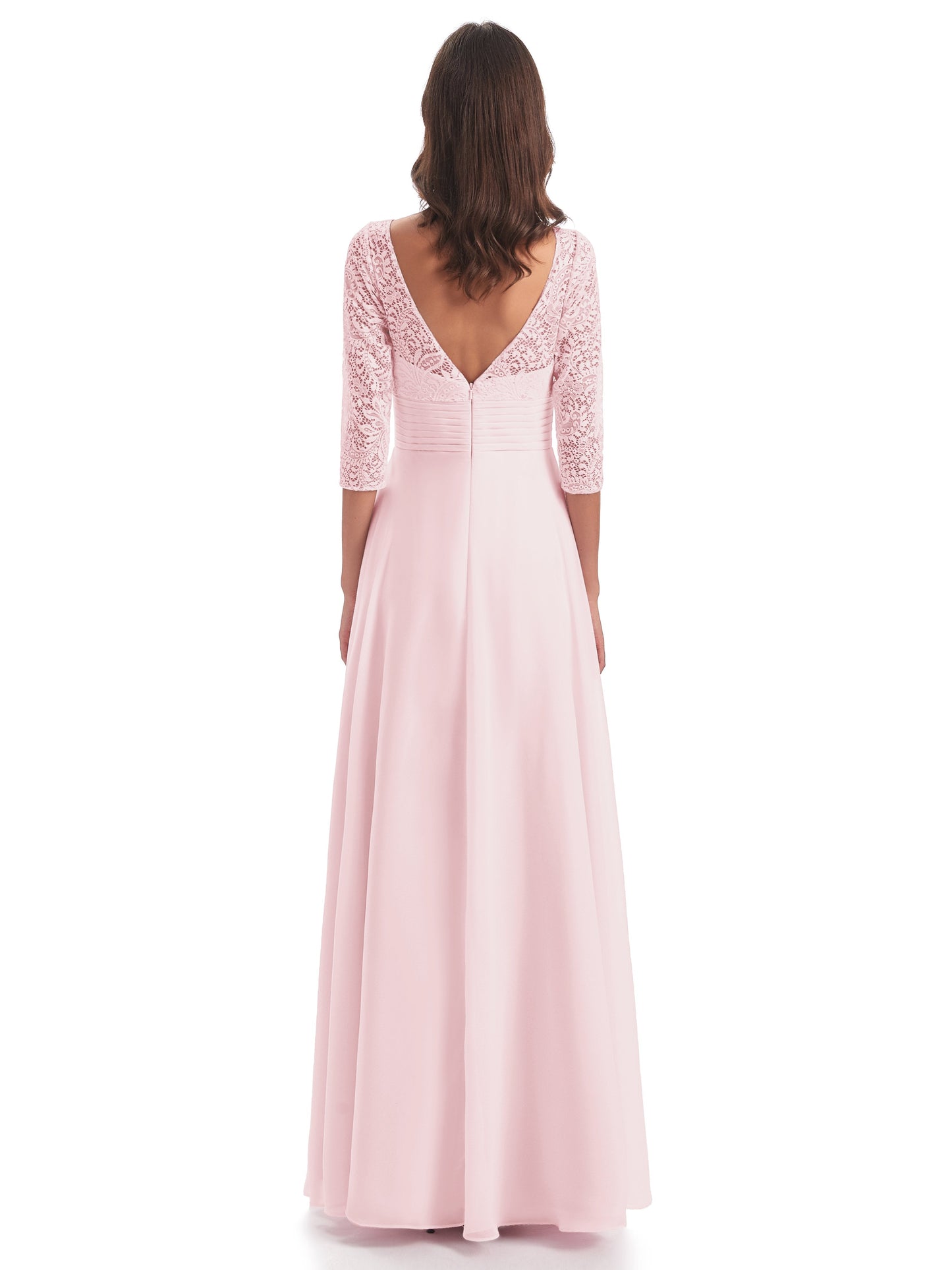 Florence V-Neck 3/4 Length Sleeves Lace Bridesmaid Dresses