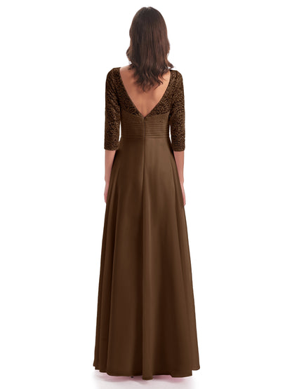 Florence V-Neck 3/4 Length Sleeves Lace Bridesmaid Dresses