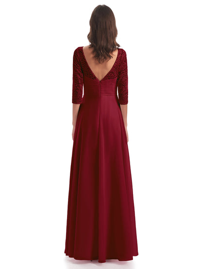 Florence V-Neck 3/4 Length Sleeves Lace Bridesmaid Dresses