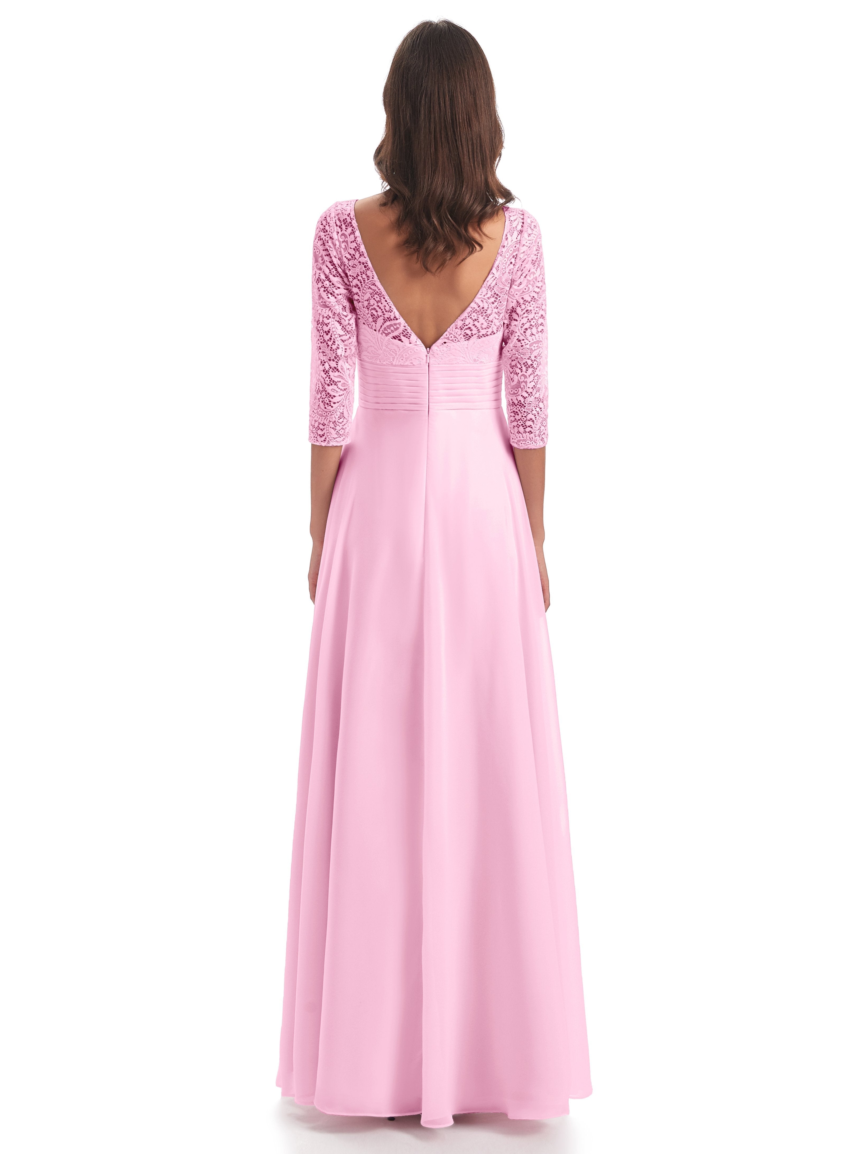 Florence V-Neck 3/4 Length Sleeves Lace Bridesmaid Dresses
