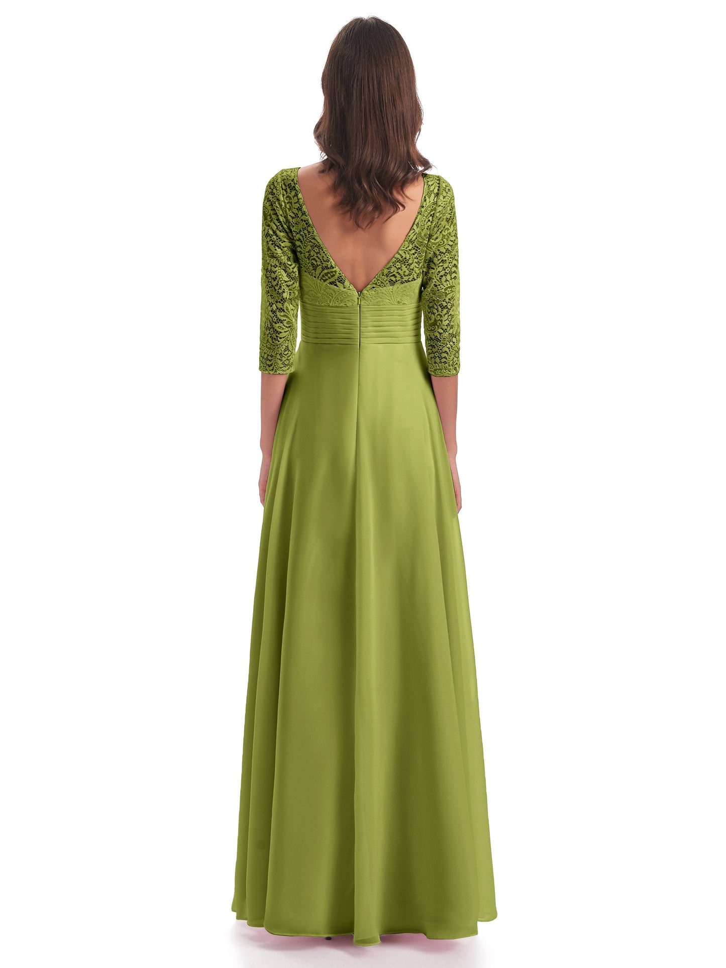 Florence V-Neck 3/4 Length Sleeves Lace Bridesmaid Dresses