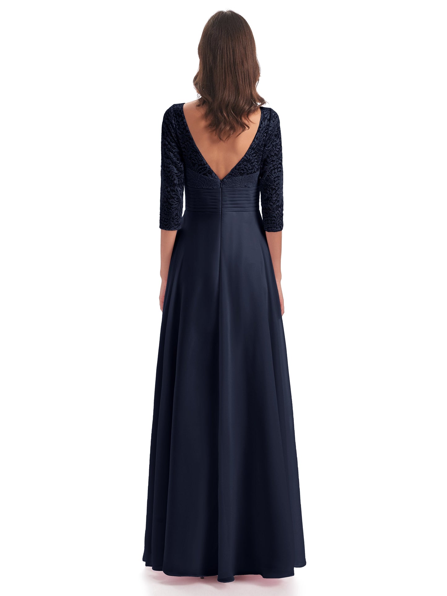 Florence V-Neck 3/4 Length Sleeves Lace Bridesmaid Dresses
